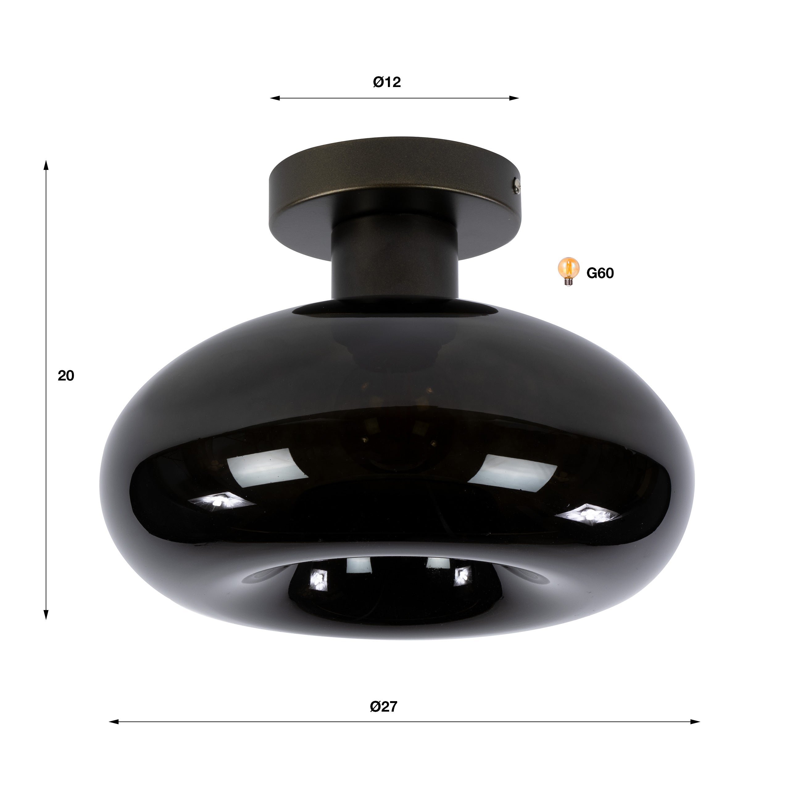 Plafondlamp Donut - 1-lichts - Brons - Glas