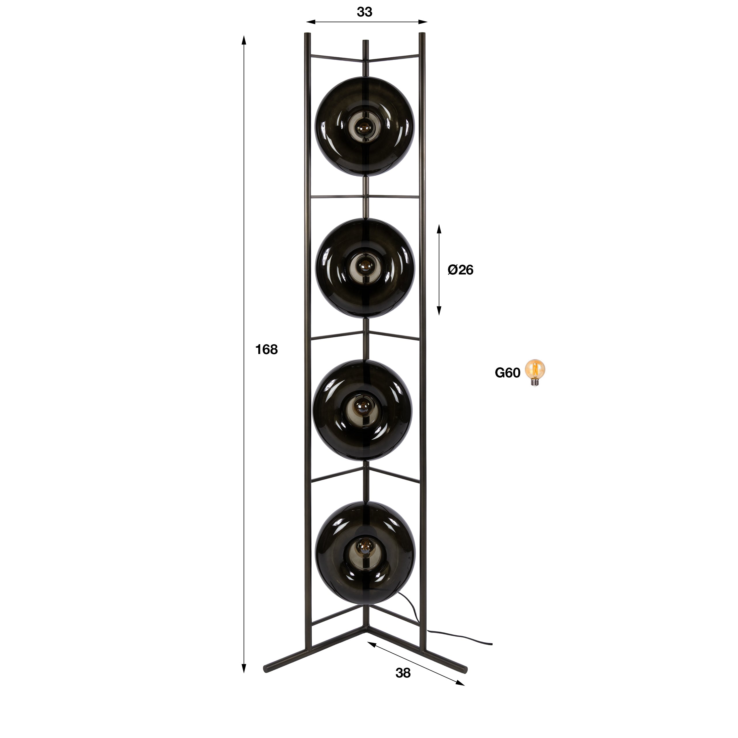 Vloerlamp Donut - Brons - Glas - 168 cm