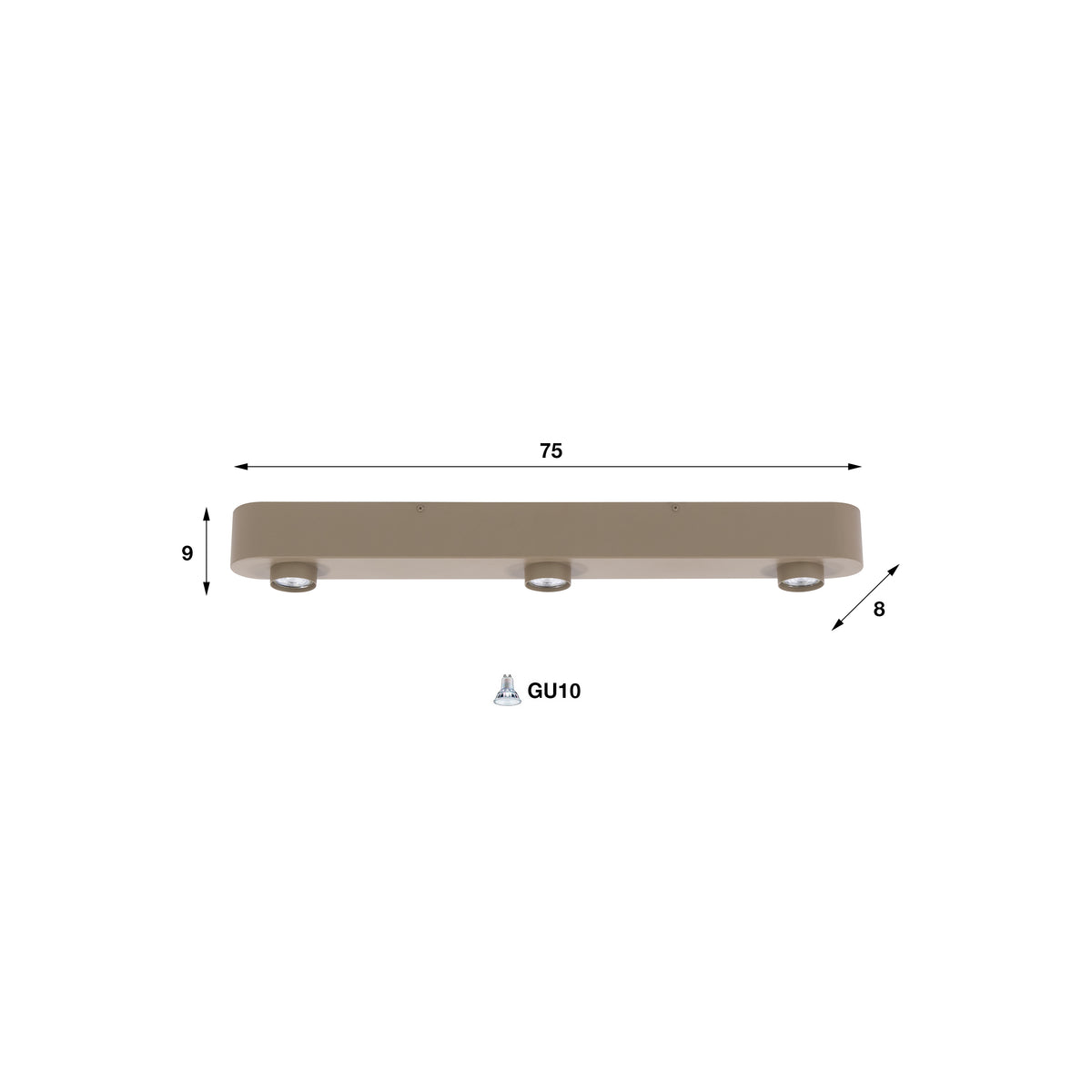 Plafondlamp Gusto - 3-lichts - Beige - Metaal - 75 cm