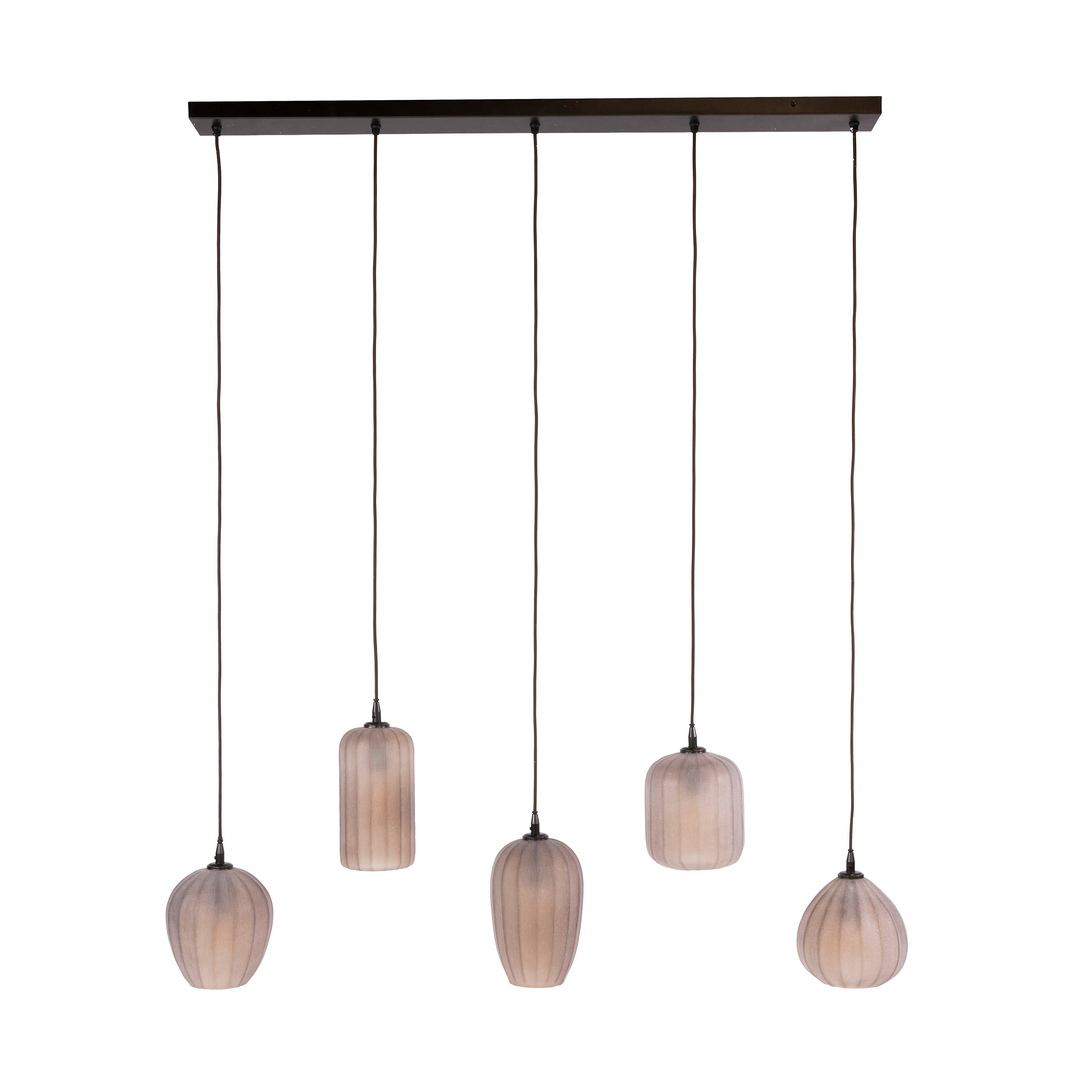 Hanglamp Elyra - 5-lichts - Frosted Bruin - Matglas