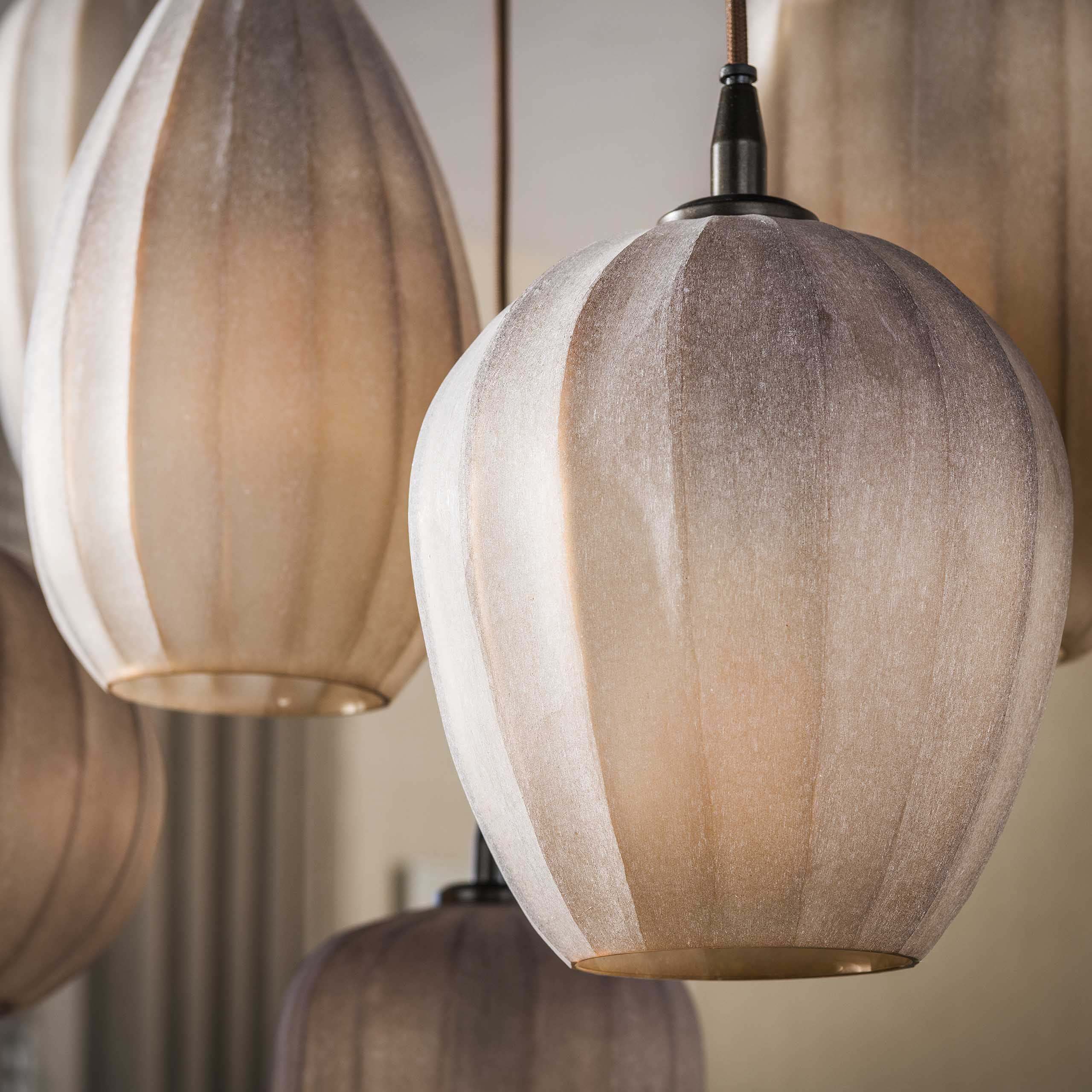 Hanglamp Elyra - 7-lichts - Frosted Bruin - Matglas