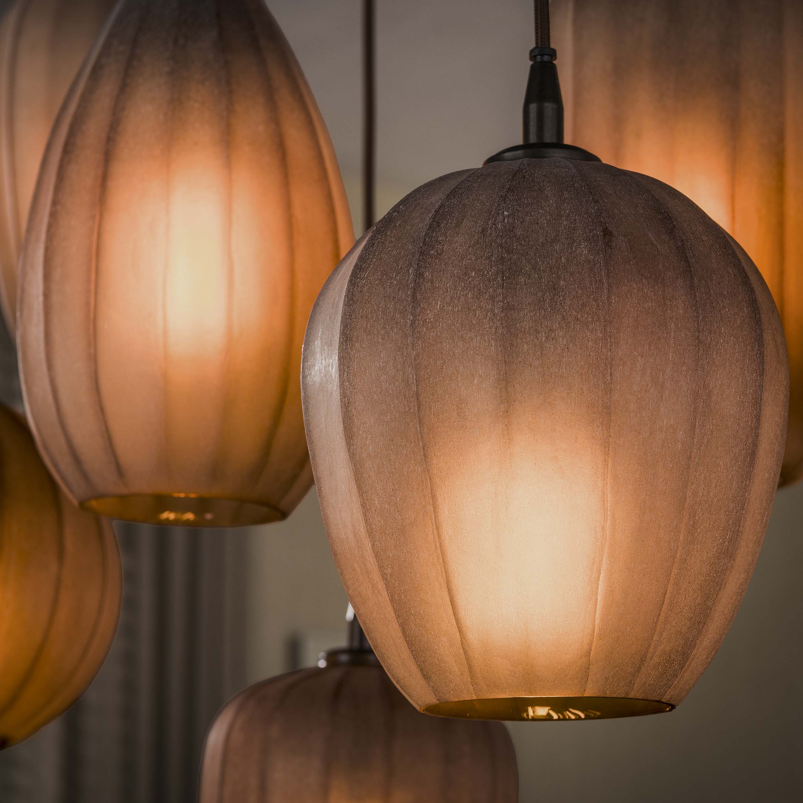 Hanglamp Elyra - 7-lichts - Frosted Bruin - Matglas