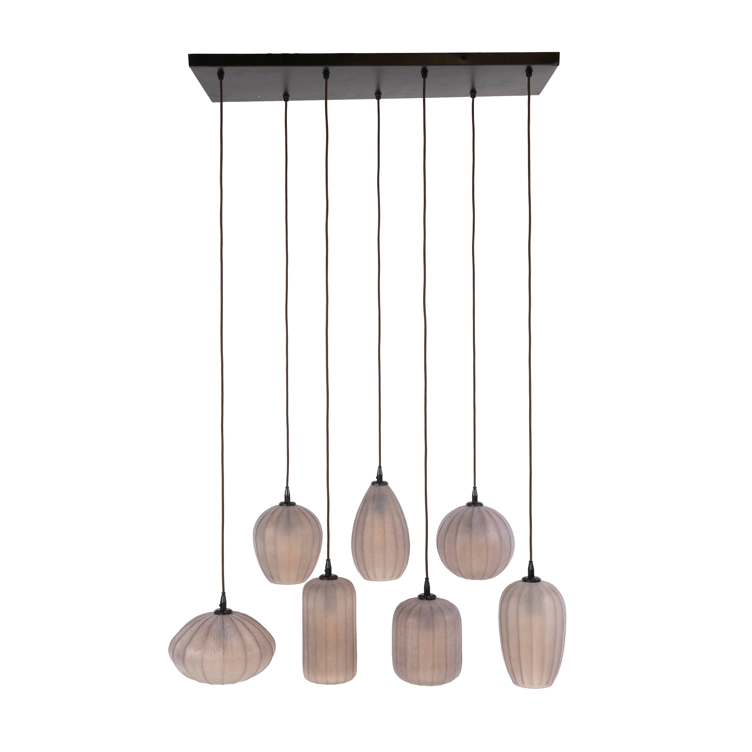 Hanglamp Elyra - 7-lichts - Frosted Bruin - Matglas