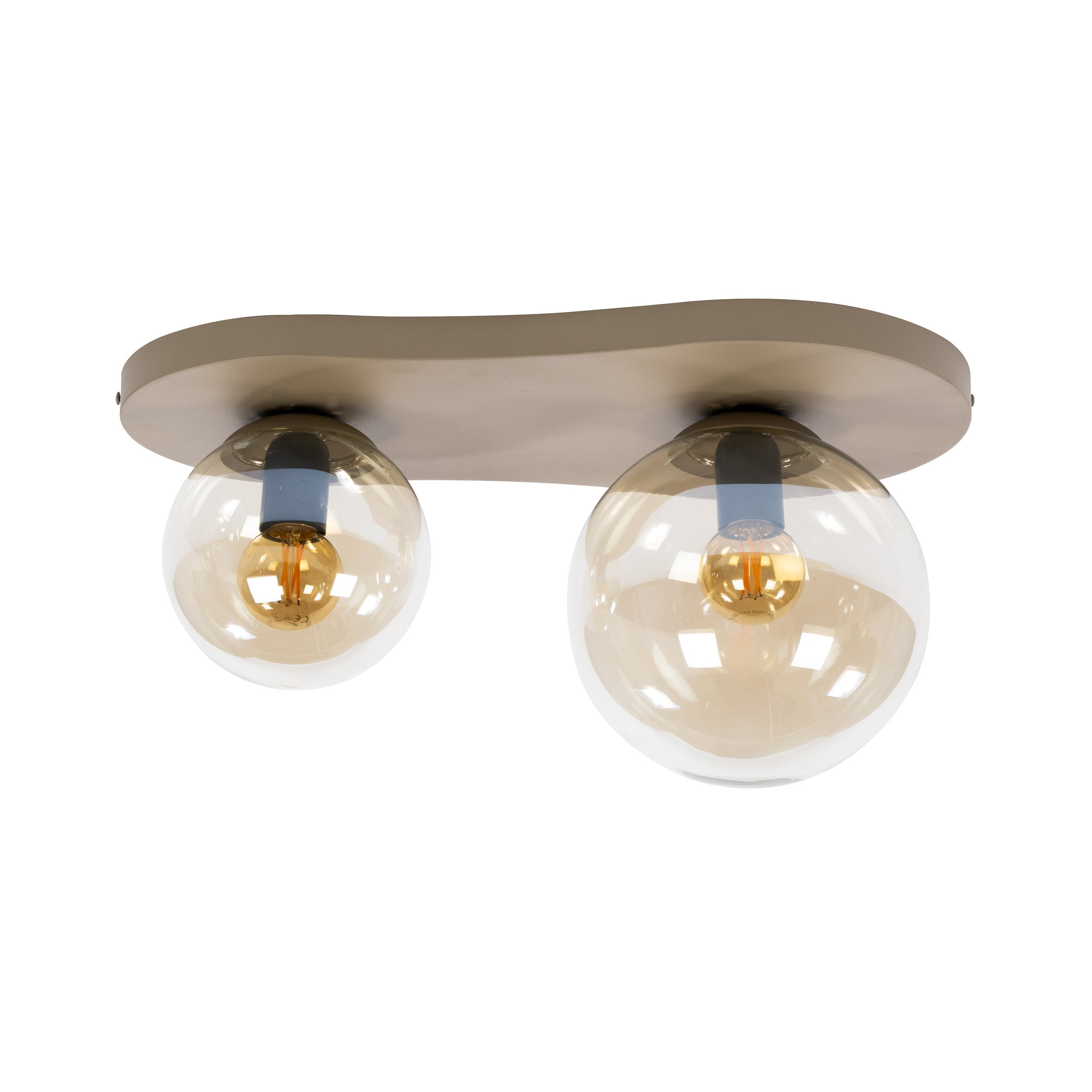Plafondlamp Savi - 2-lichts - Beige - Amberglas