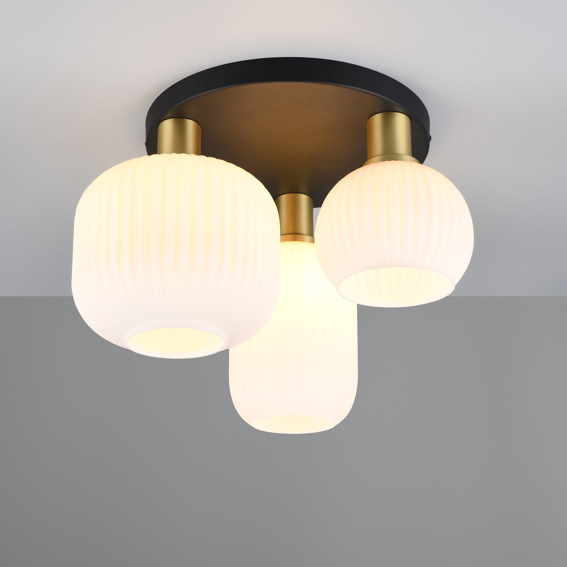 Plafondlamp Elyvo - 3-lichts - Wit - Glas