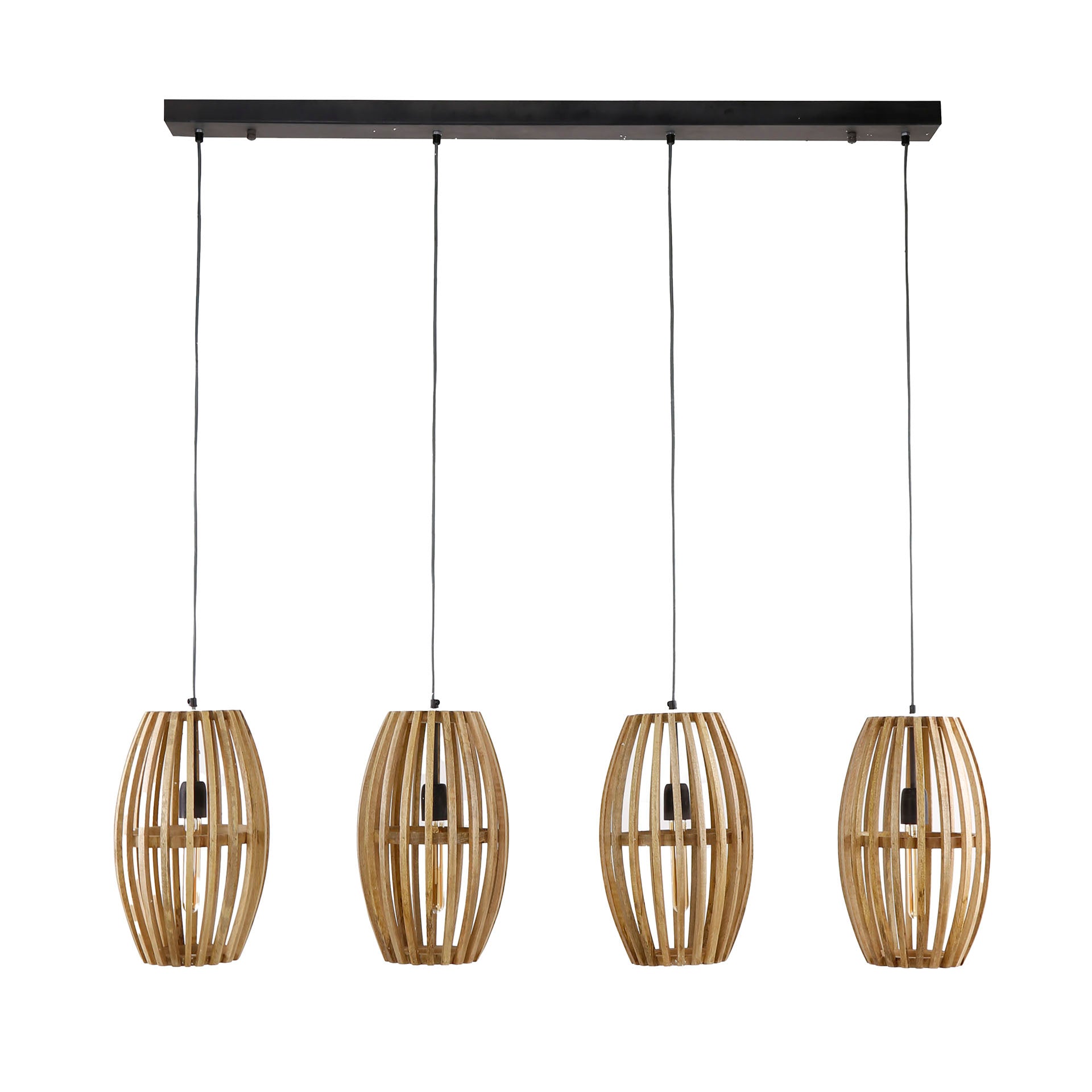 Hanglamp Bruno - 4-lichts - Lichtbruin - Mangohout