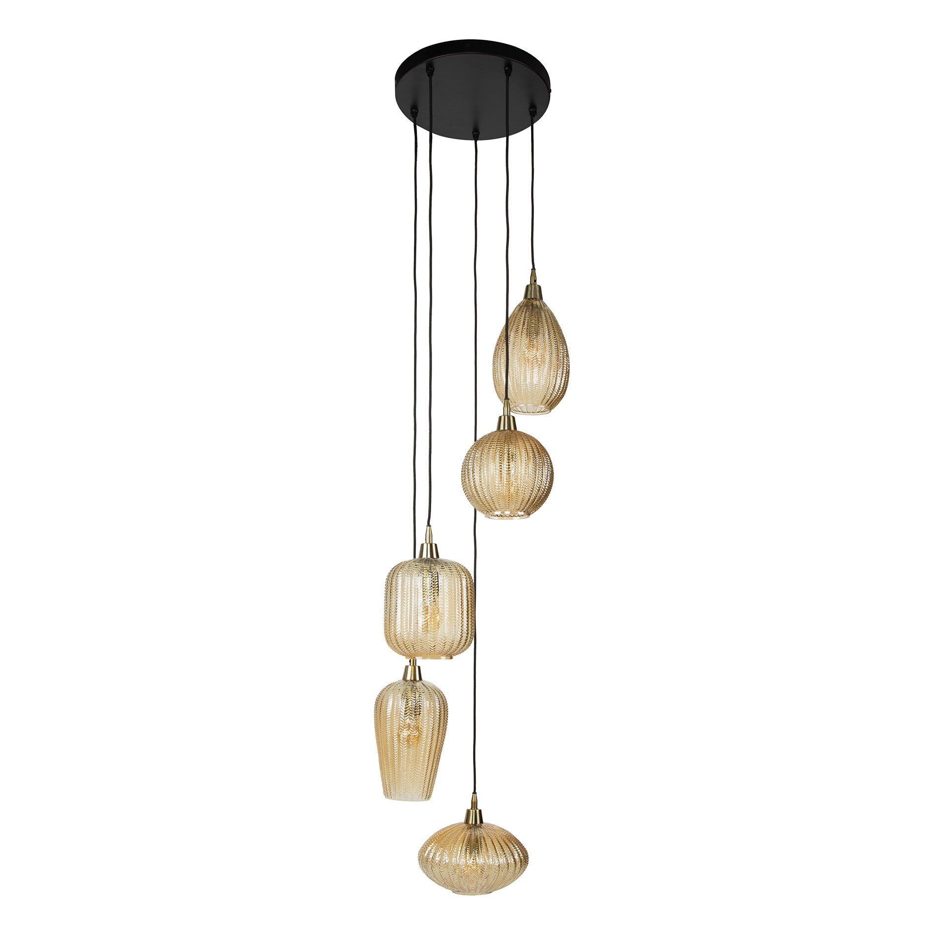 Hanglamp Aura - 5-lichts - Amberkleurig - Glas