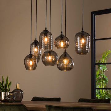 Hanglamp Sky - 7-lichts - Smoke - Glas