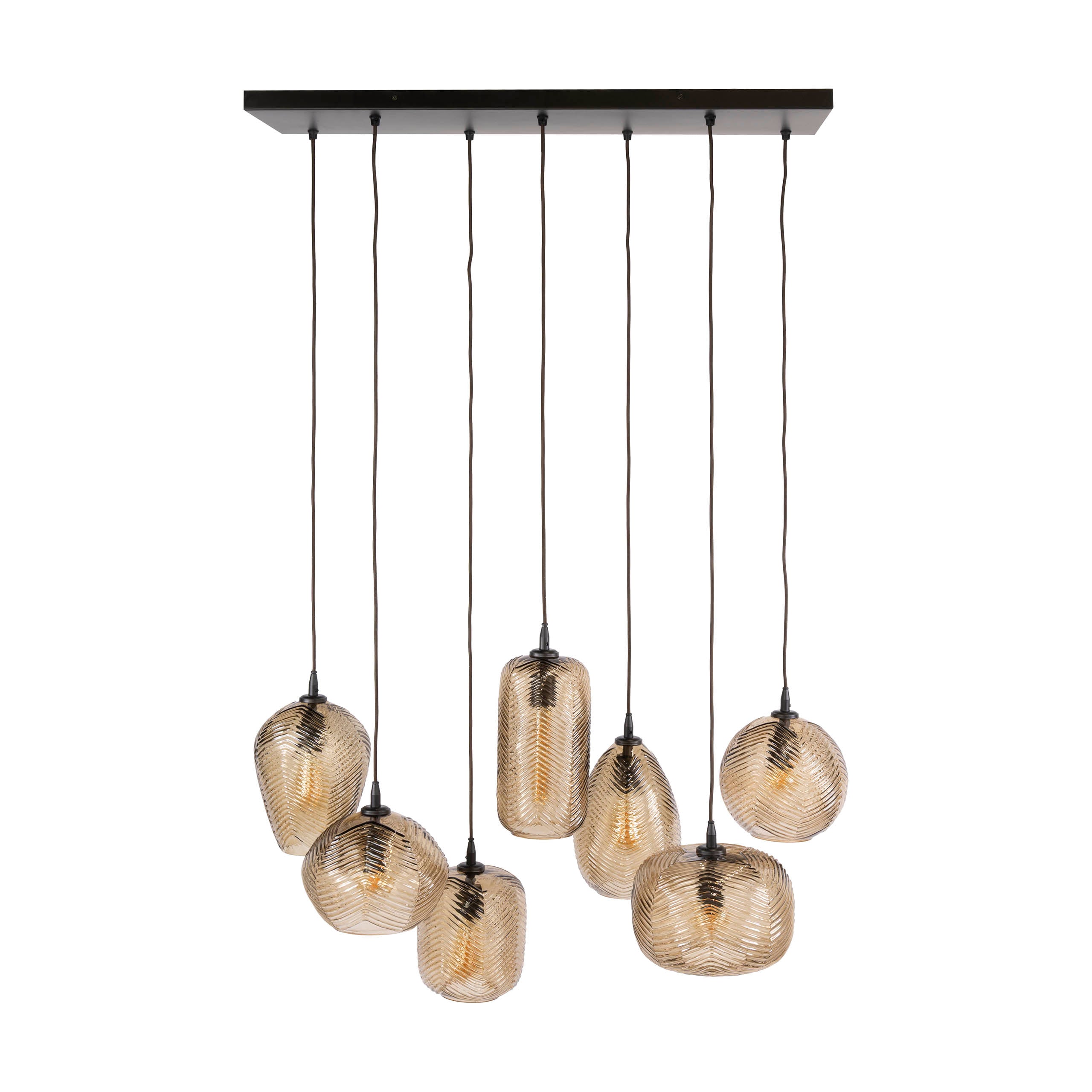 Hanglamp Eluma - 7-lichts - Amberkleurig - Glas