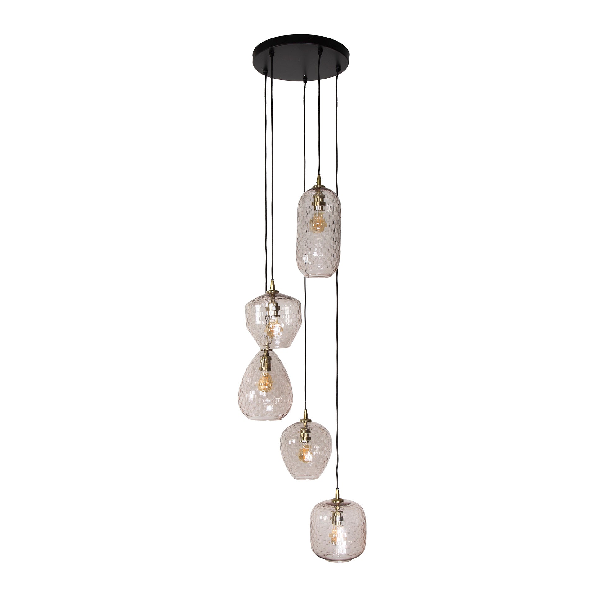 Hanglamp Diamond - 5-lichts - Transparant - Glas