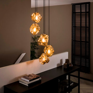Hanglamp Louis - 5-lichts - Chroom - Glas