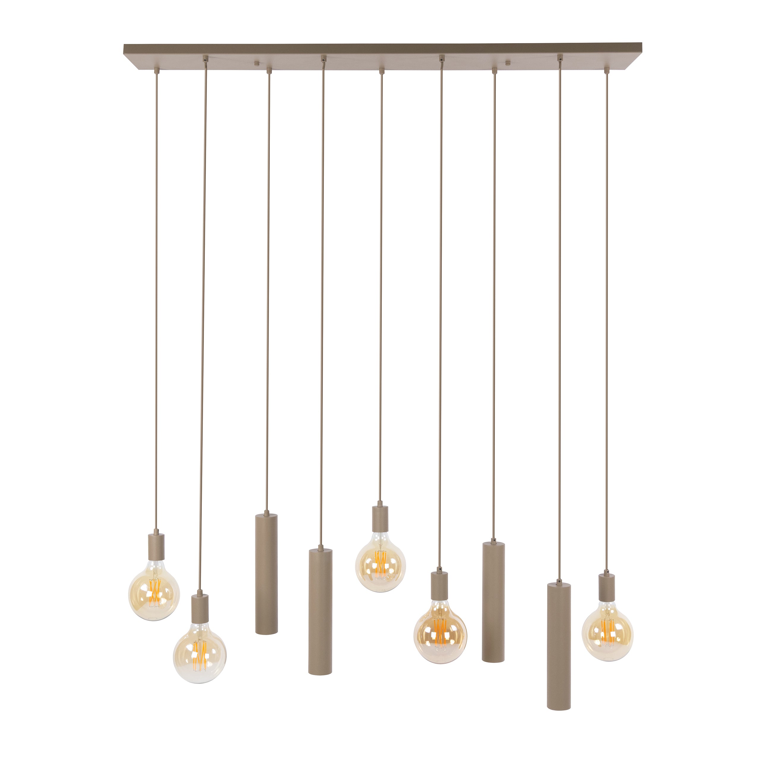 Hanglamp Soley - 9-lichts - Beige - Amberglas - Met Spots