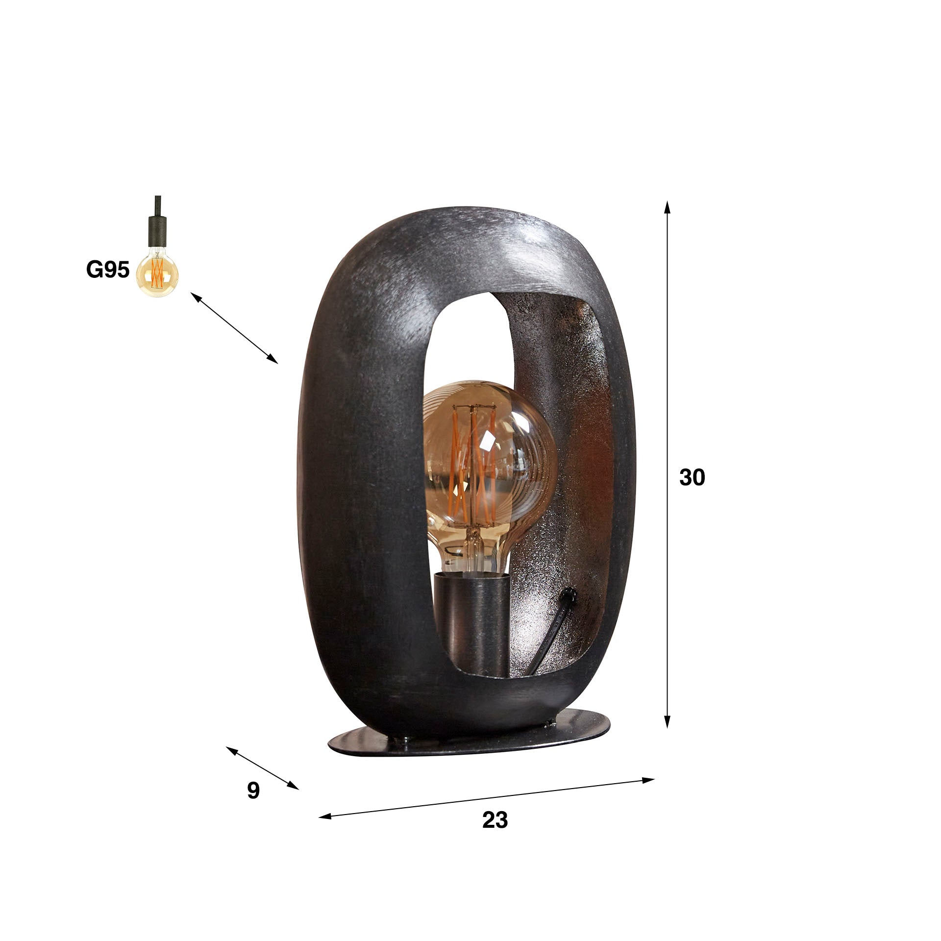 Tafellamp Wave - Zwart Nikkel - Metaal - 30 cm