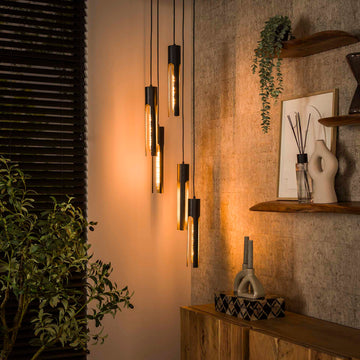 Hanglamp Lumen - 5-lichts - Zwart - Metaal