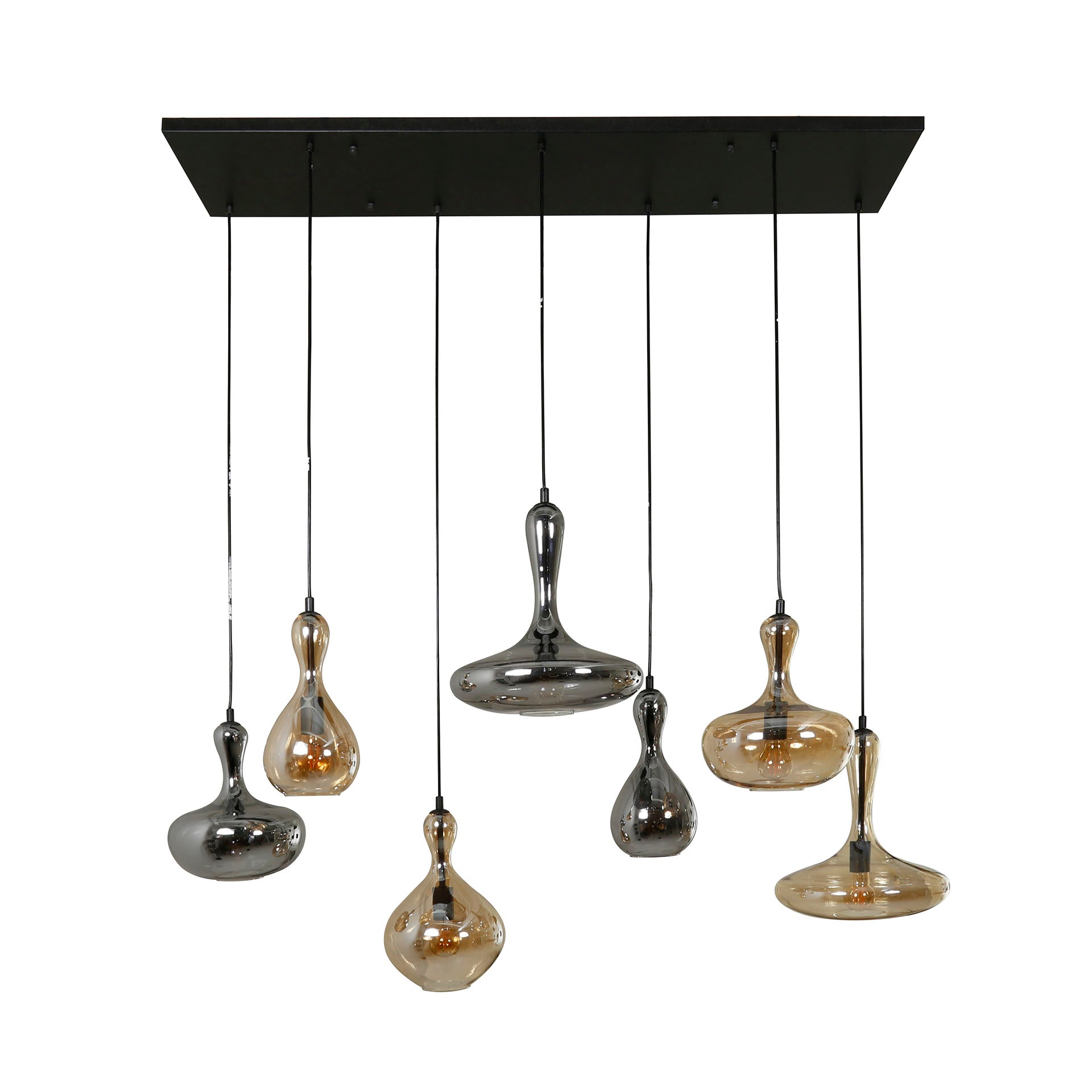 Hanglamp Kaya - 7-lichts - Smoke - Glas