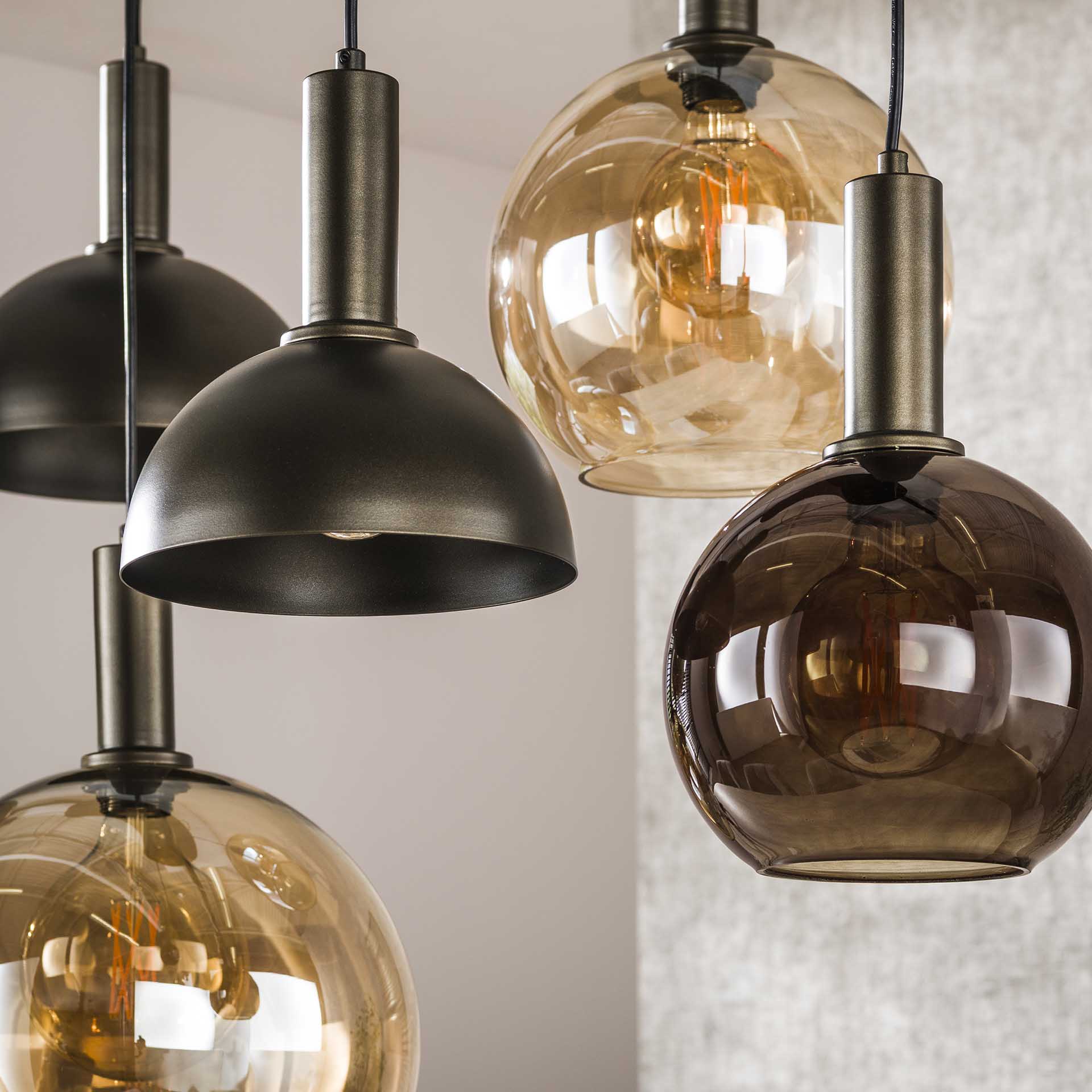 Hanglamp Elaris - 7-lichts - Amber Mix - Glas - Metaal