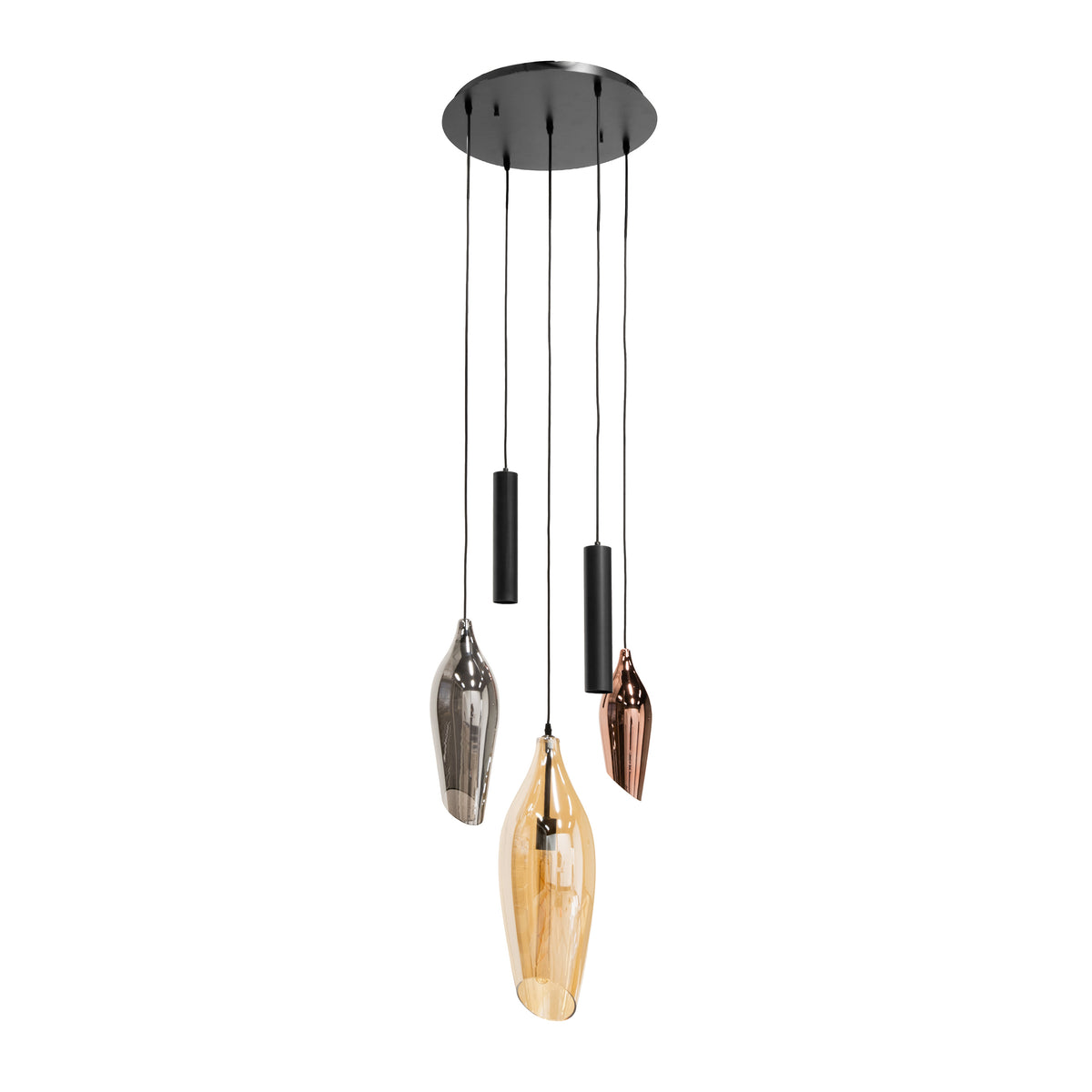 Hanglamp Alune 5-lichts Mix Glas Getrapt Met Spots vrijstaand product Meubelista
