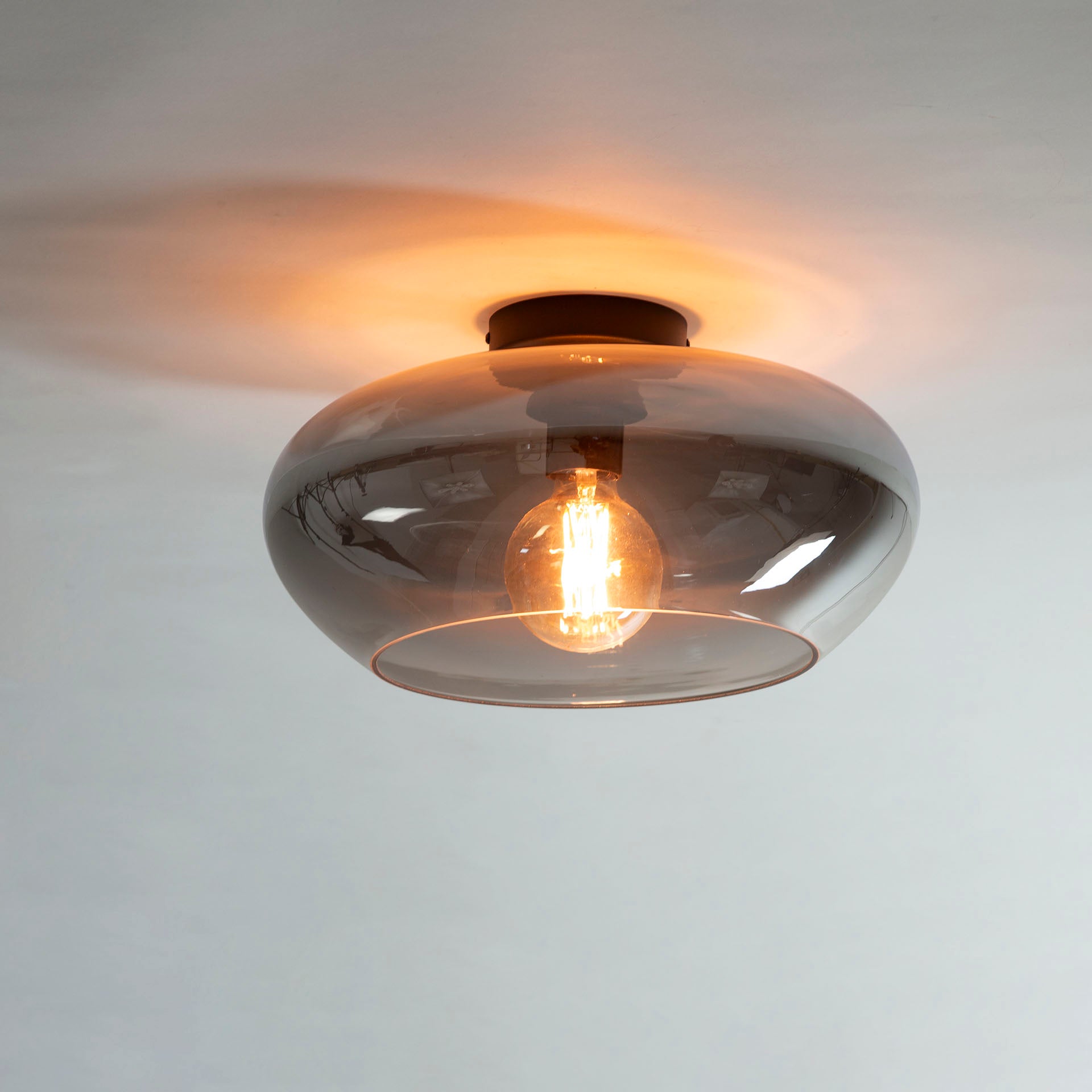 Plafondlamp Solaris - 1-lichts - Smokeglas - Glas