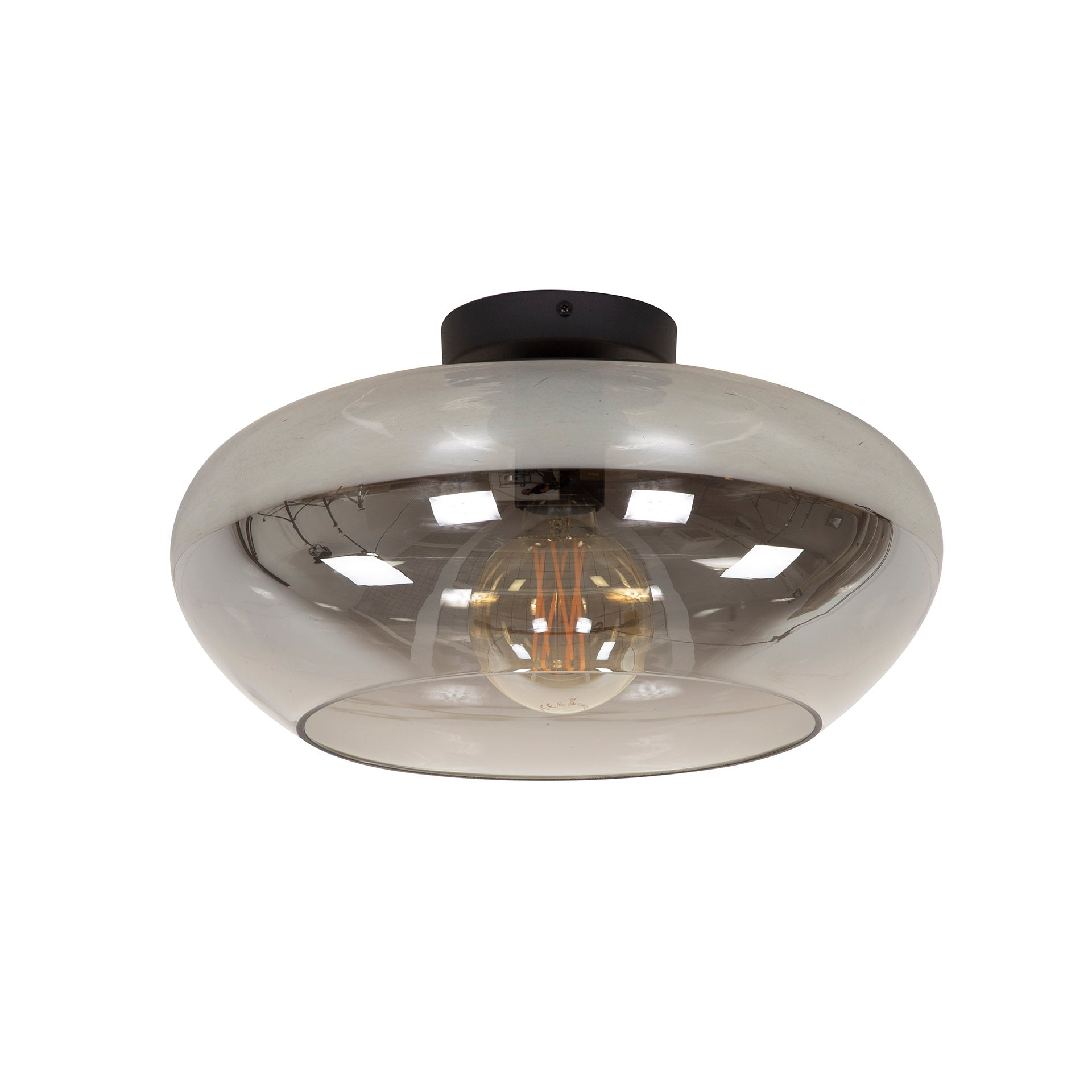 Plafondlamp Solaris - 1-lichts - Smokeglas - Glas