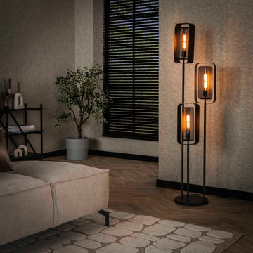 Vloerlamp Flame - Zwart - Mesh