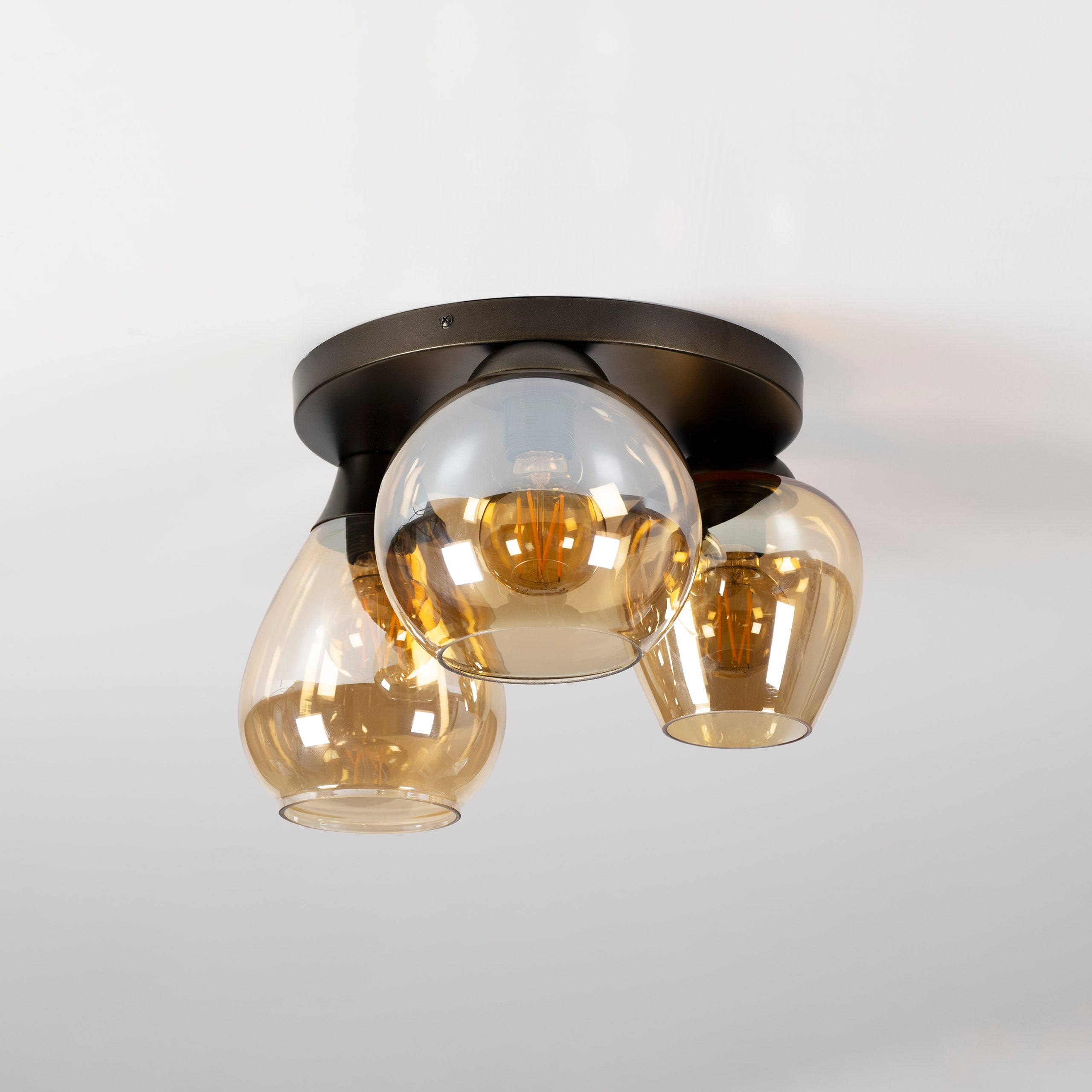 Plafondlamp Noa - 3-lichts - Amberkleurig - Glas