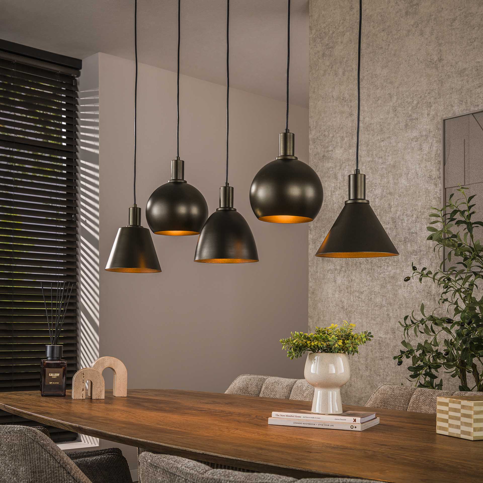 Hanglamp Lumeo - 5-lichts - Brons - Metaal