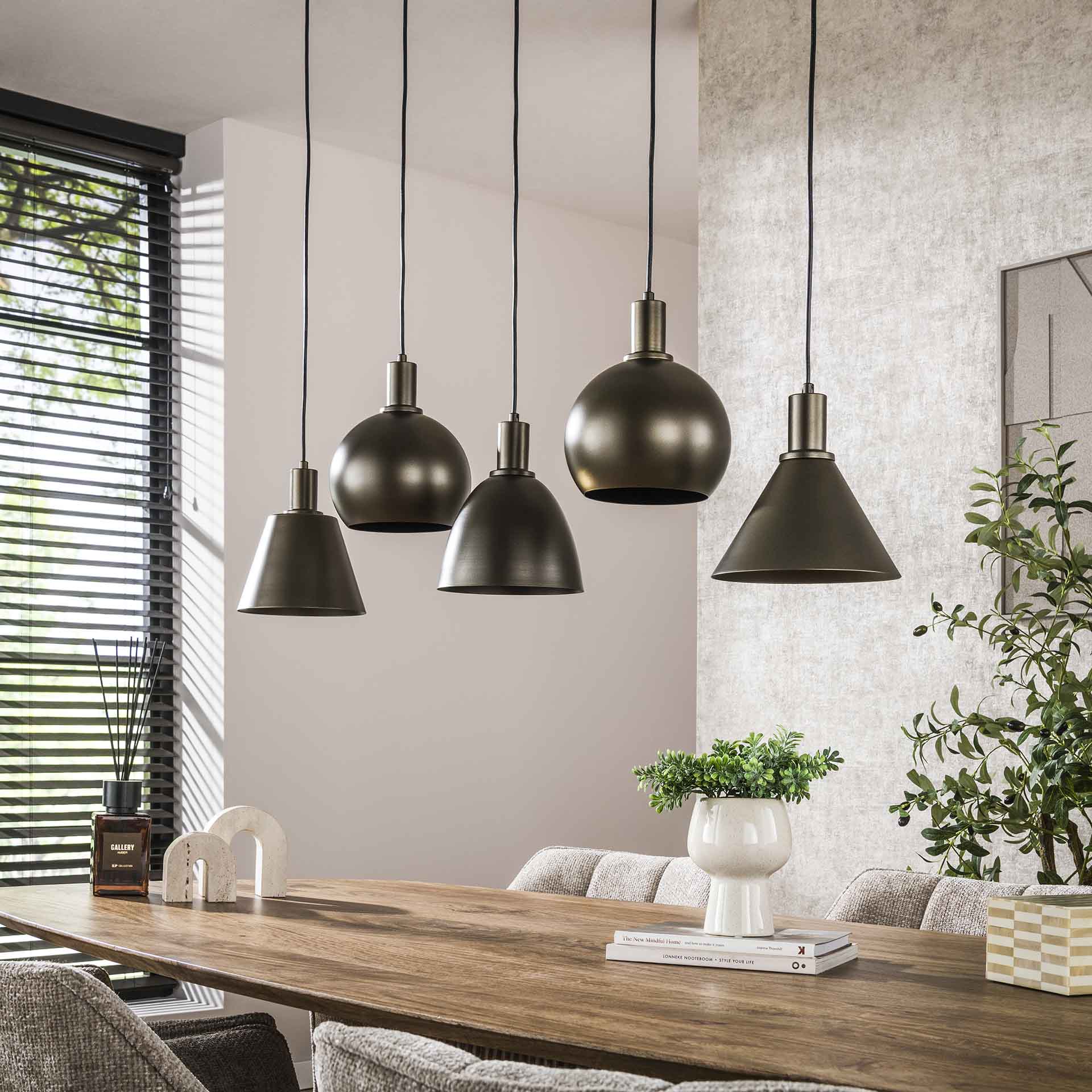 Hanglamp Lumeo - 5-lichts - Brons - Metaal