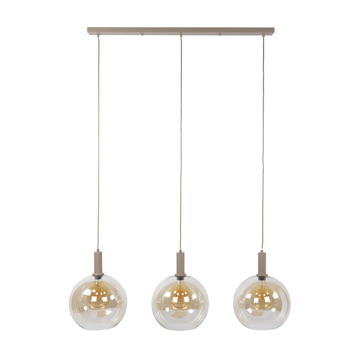 Hanglamp Sira - 3-lichts - Beige - Amberglas