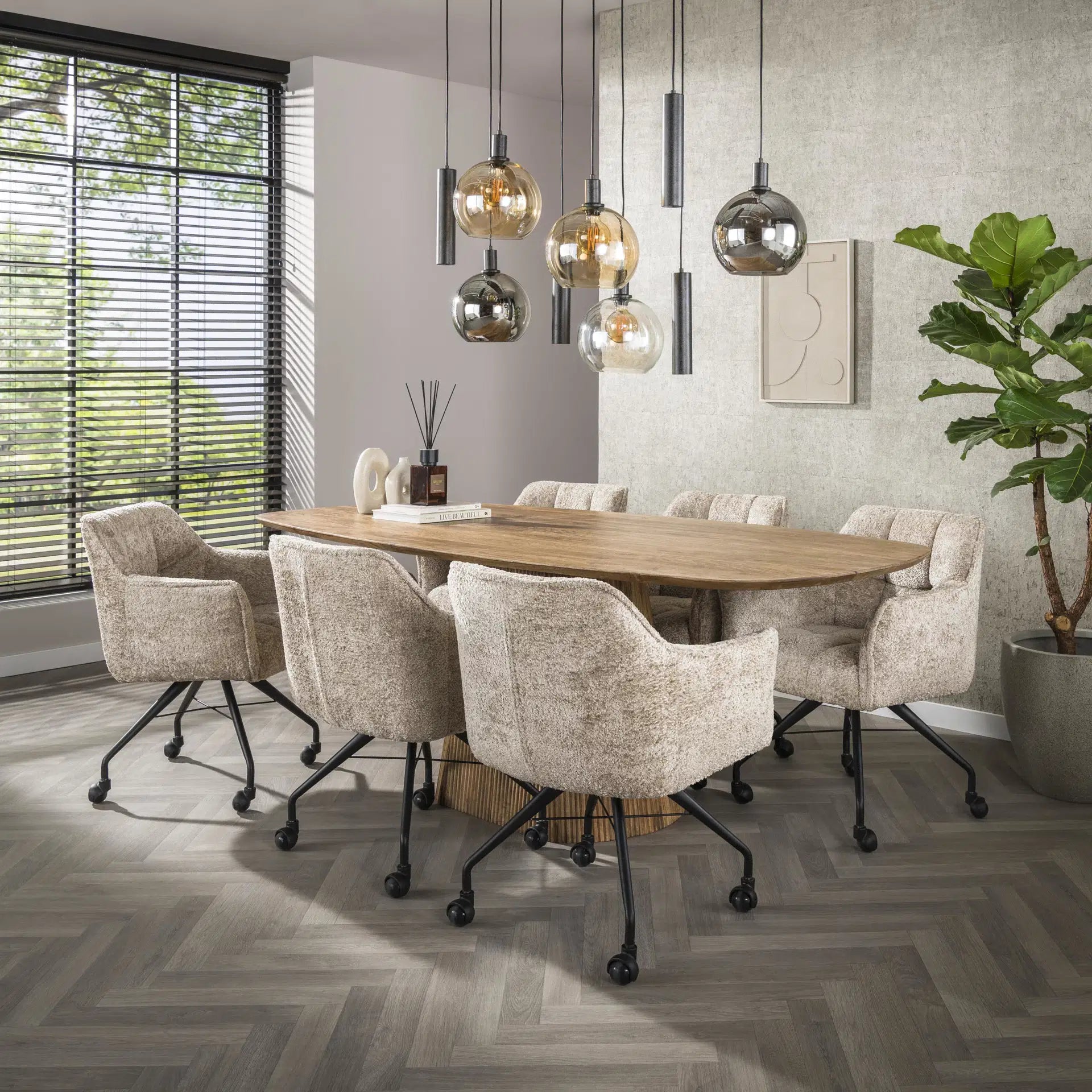 Hanglamp Elinor - 9-lichts - Amber Mix - Glas - Metaal