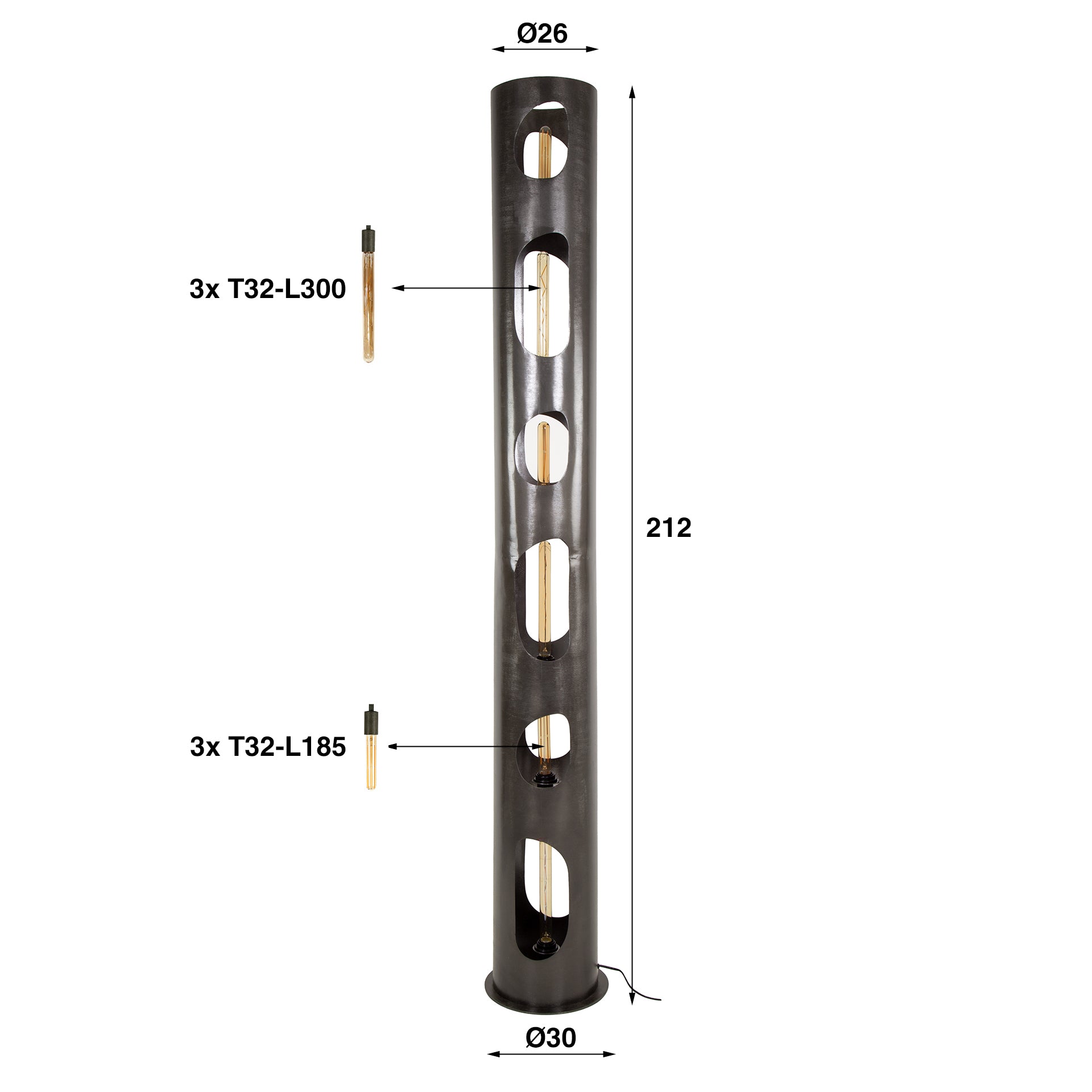 Vloerlamp Sky - Zwart Nikkel - Metaal - 212 cm