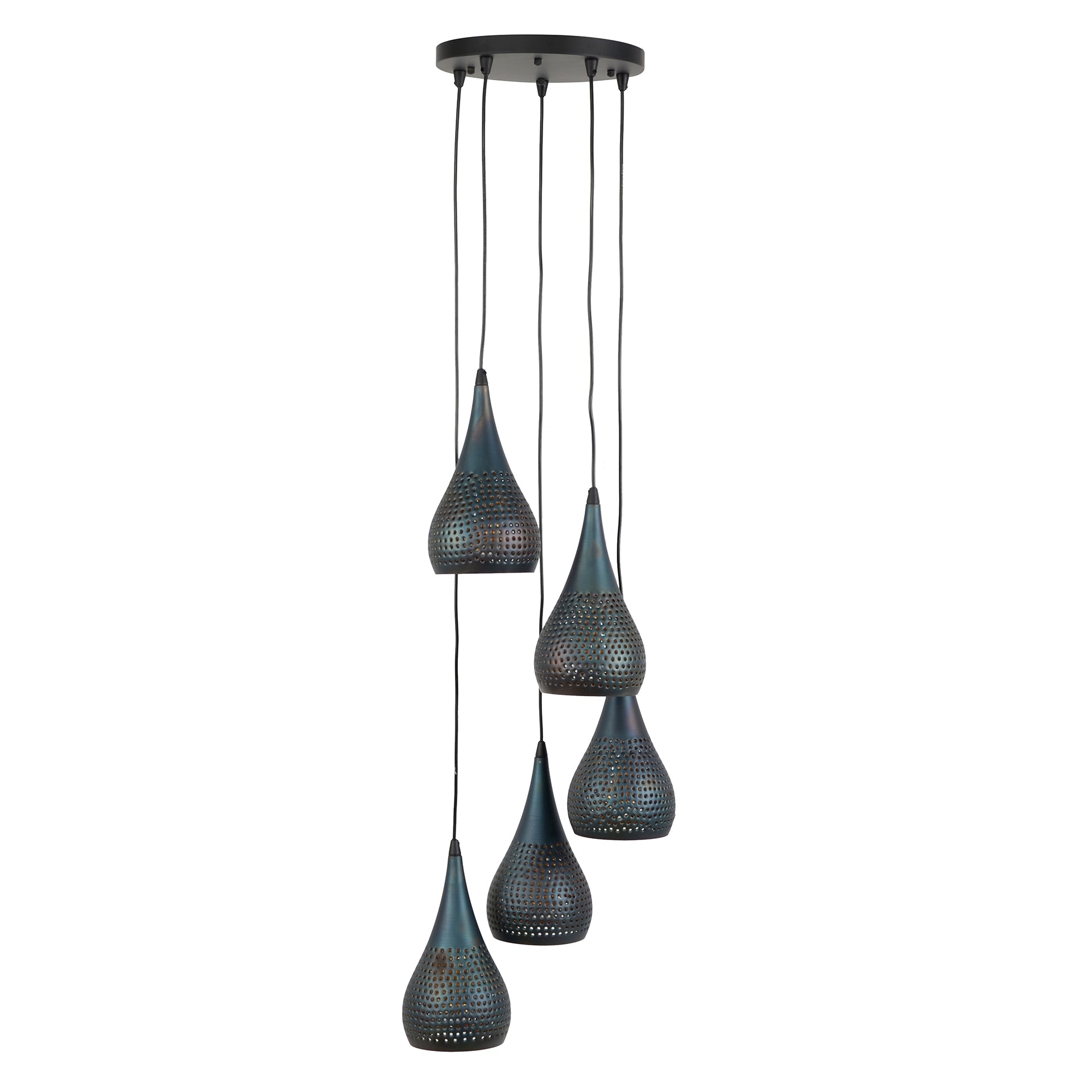 Hanglamp Dash - 5-lichts - Zwart/Bruin - Metaal