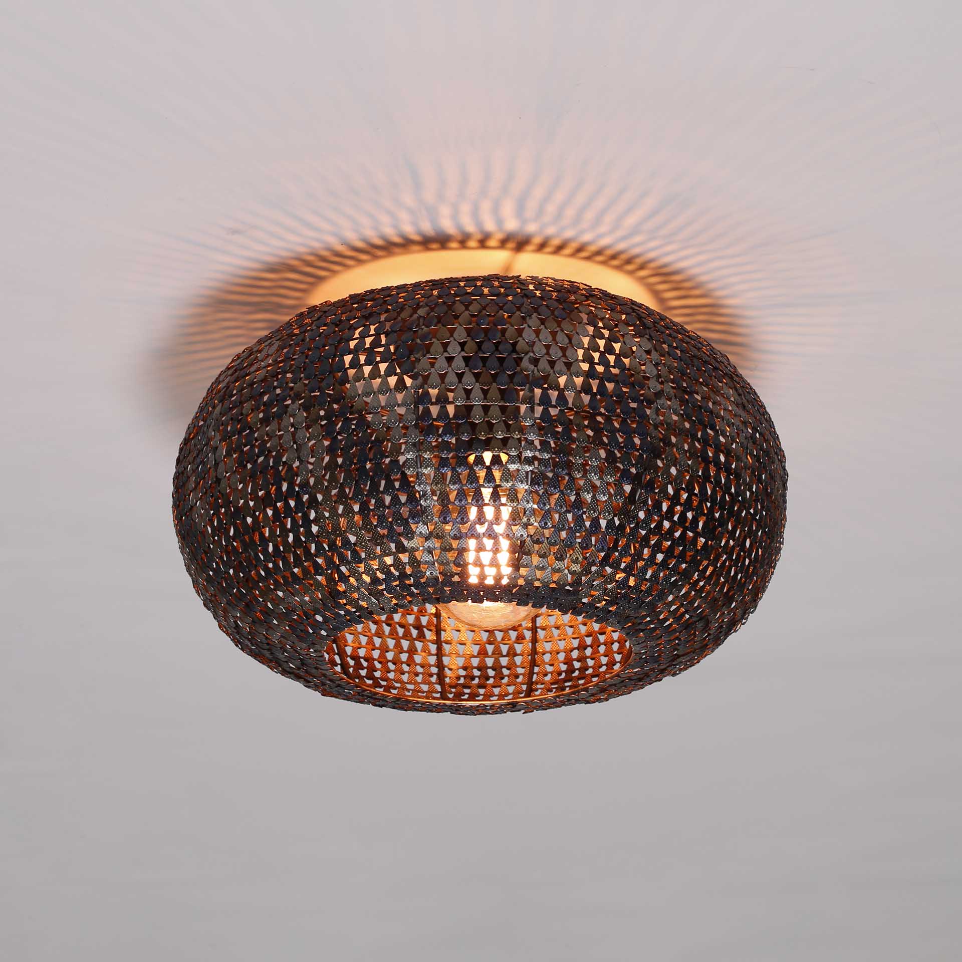 Plafondlamp Elora - Zwart/Bruin - Metaal