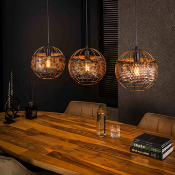 Hanglamp Juno - 3-lichts - Zwart/Bruin - Metaal