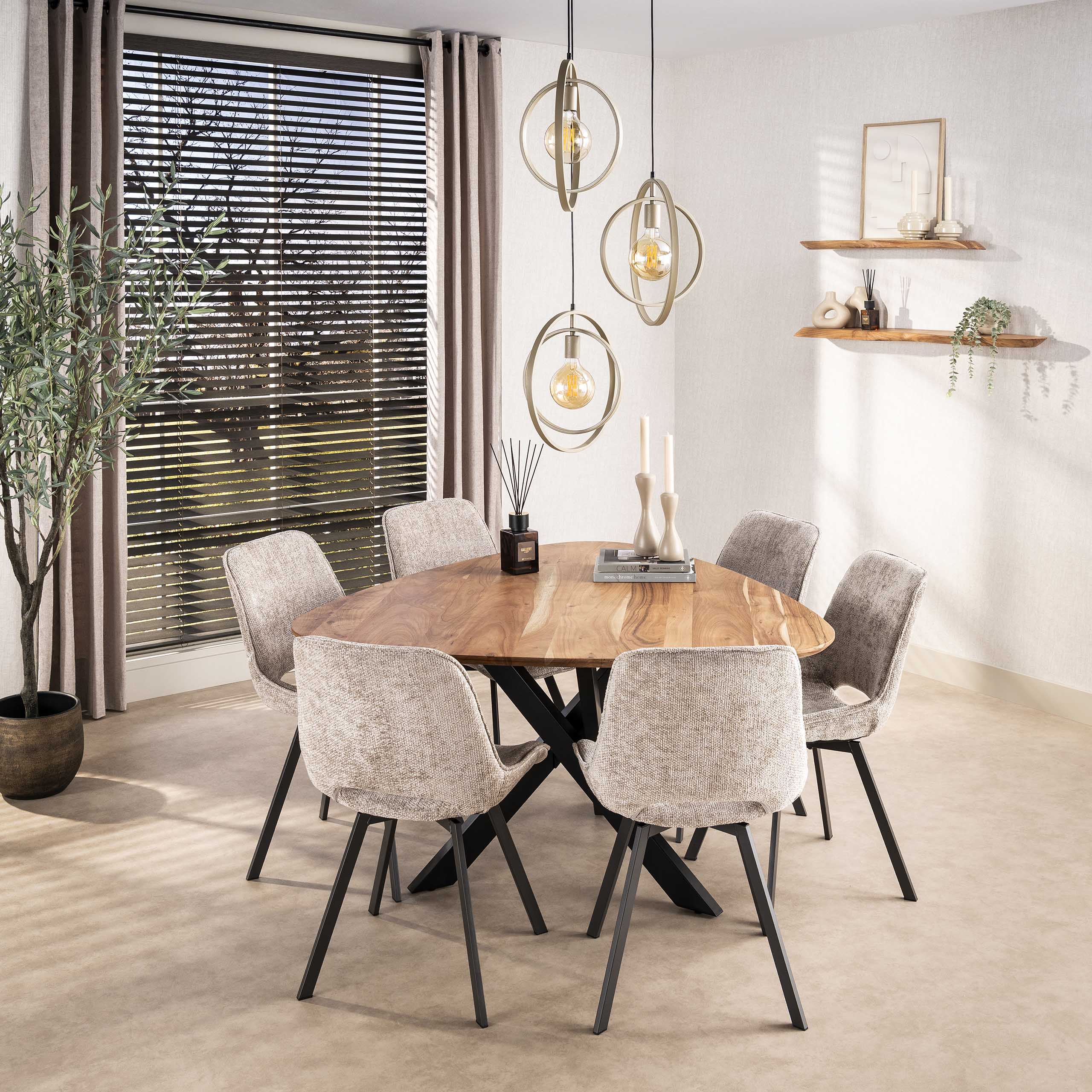 Hanglamp Sterre - 3-lichts - Beige - Metaal - Getrapt