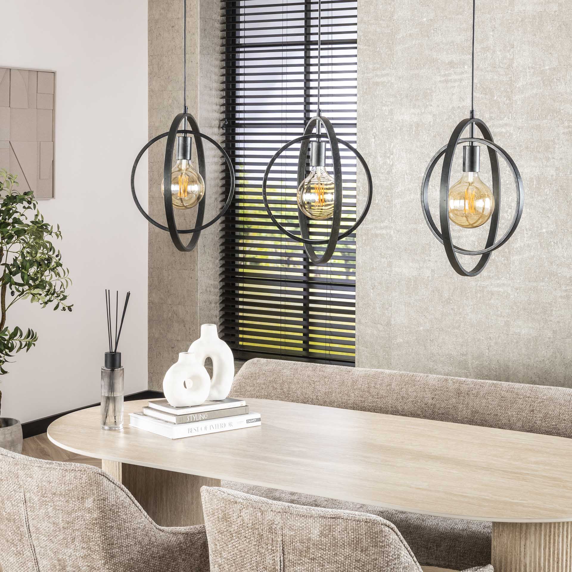 Hanglamp Sterre - 3-lichts - Antraciet - Metaal