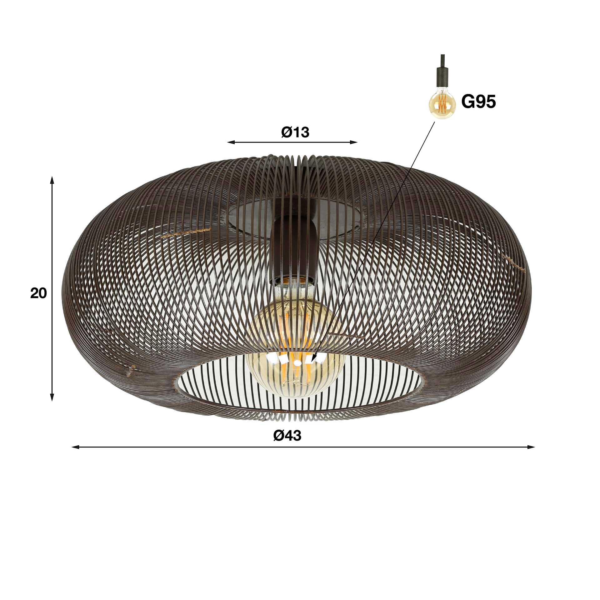 Plafondlamp Vivienne - Zwart - Metaal