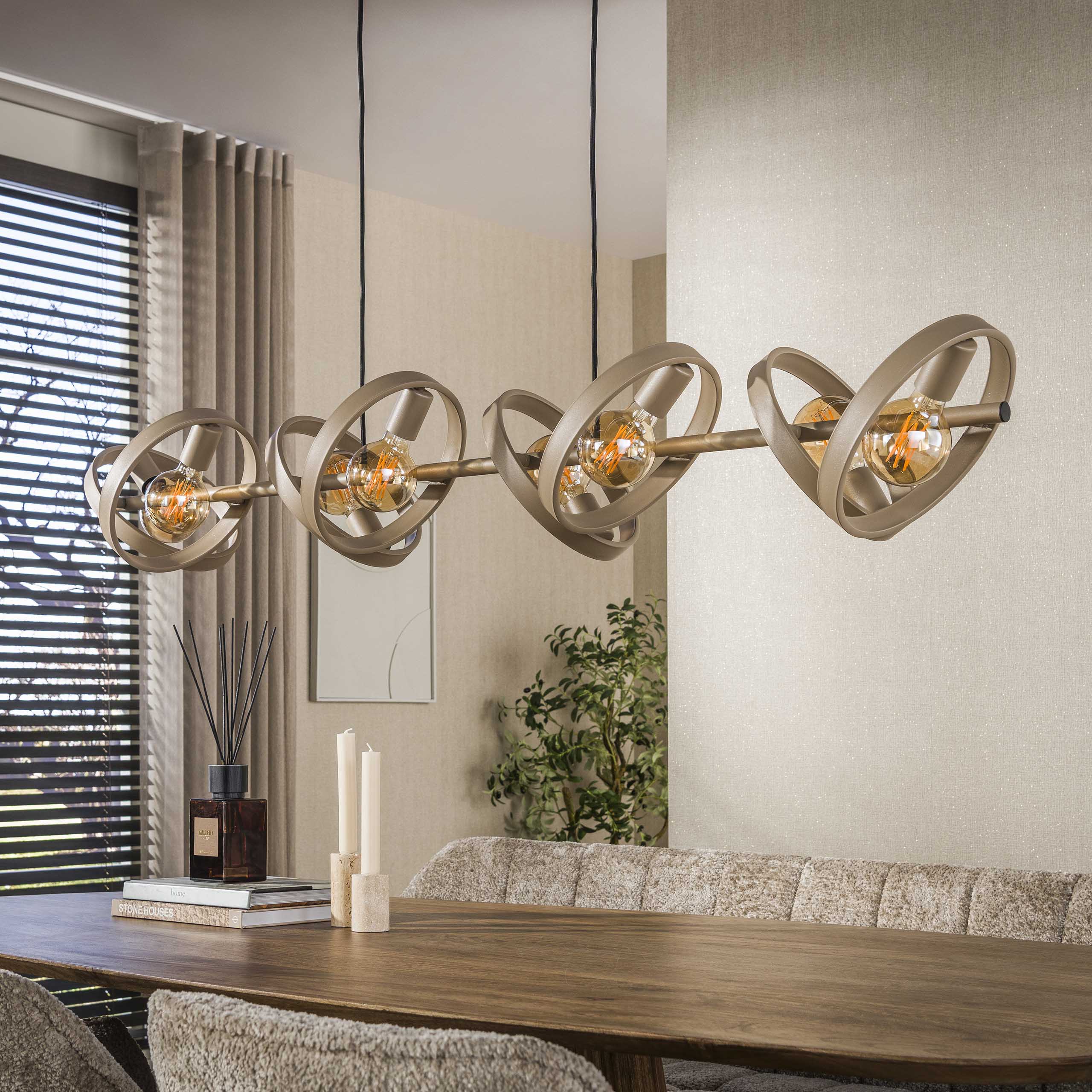 Hanglamp Amara - 8-lichts - Beige - Metaal
