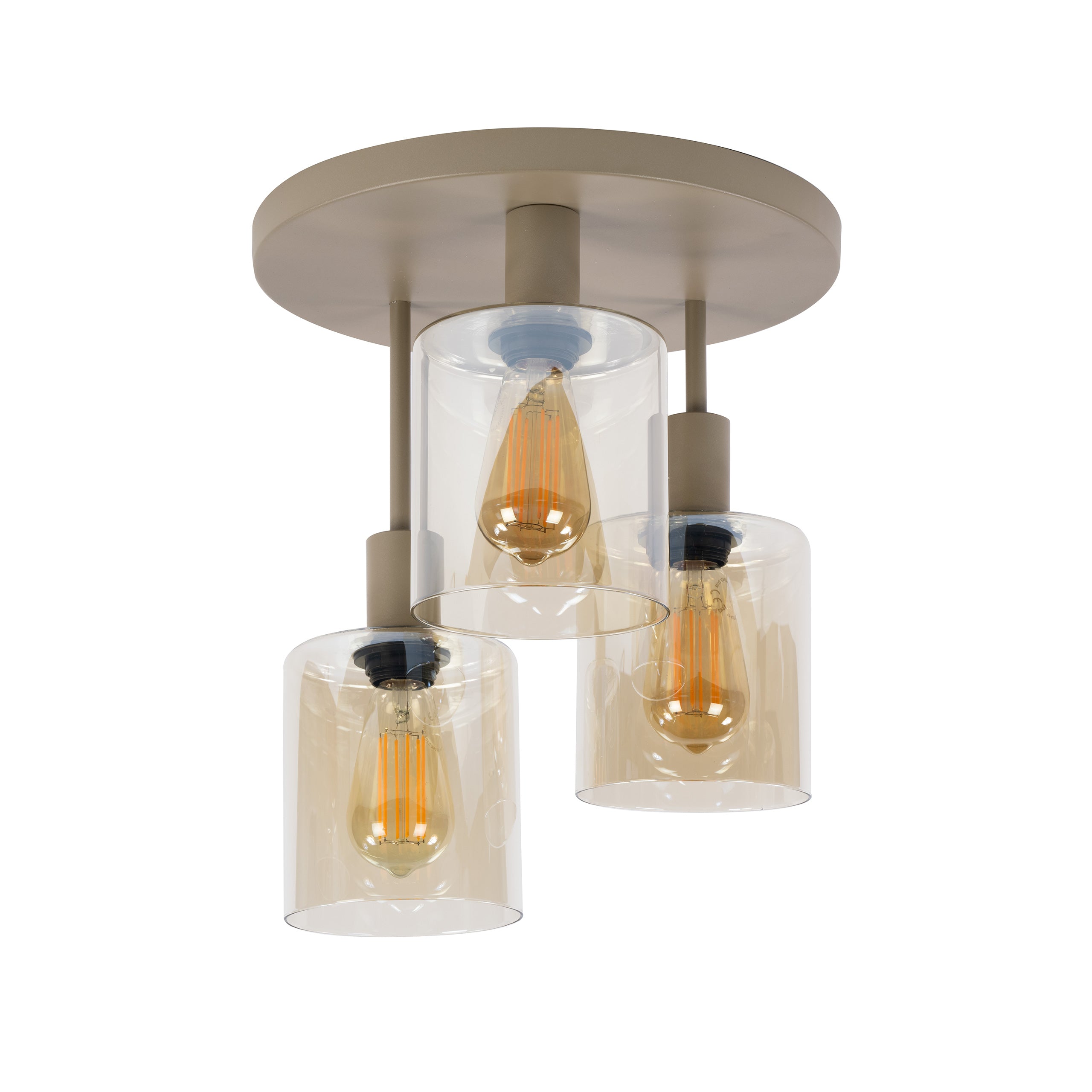 Plafondlamp Lucaro - 3-lichts - Beige - Amberglas