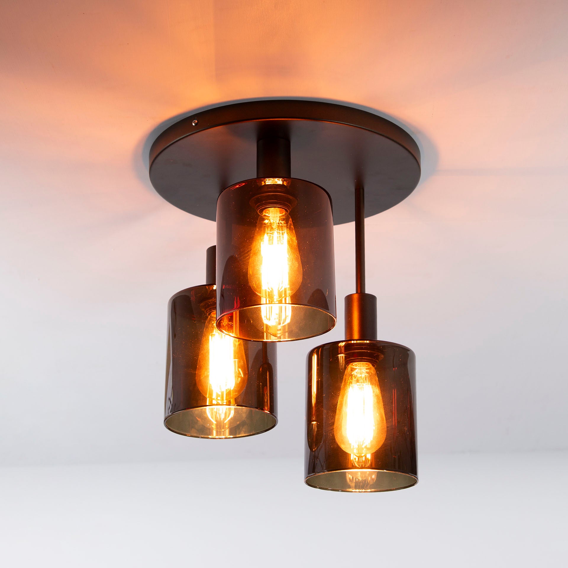 Plafondlamp Lucaro - 3-lichts - Brons - Glas