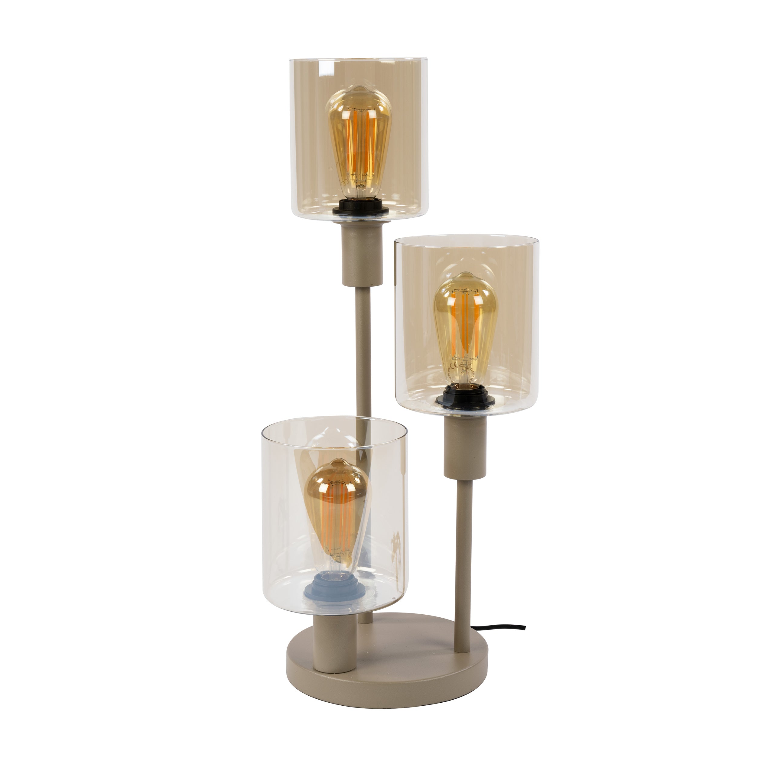 Tafellamp Lucaro - 3-lichts - Beige - Amberglas