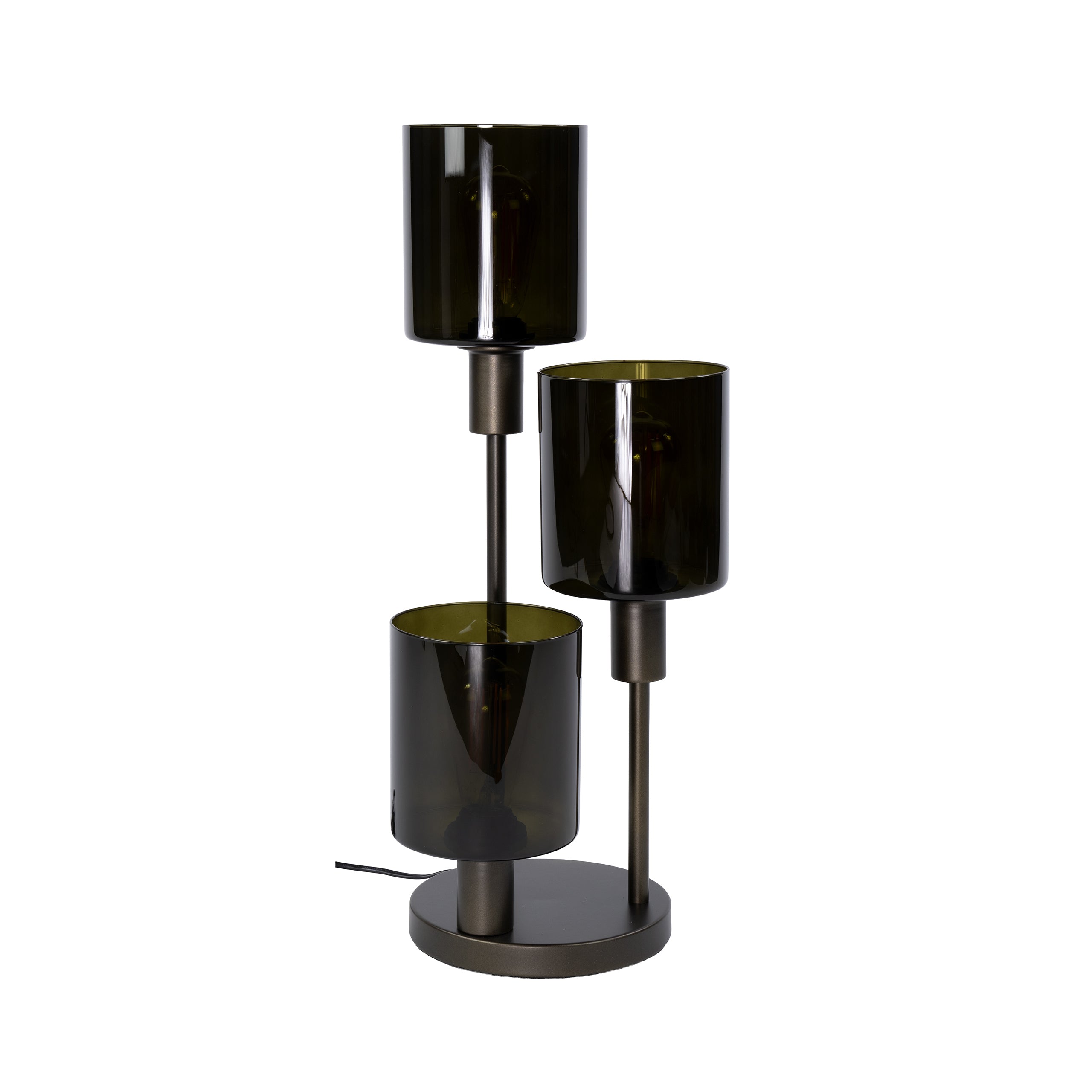 Tafellamp Lucaro - 3-lichts - Brons - Glas