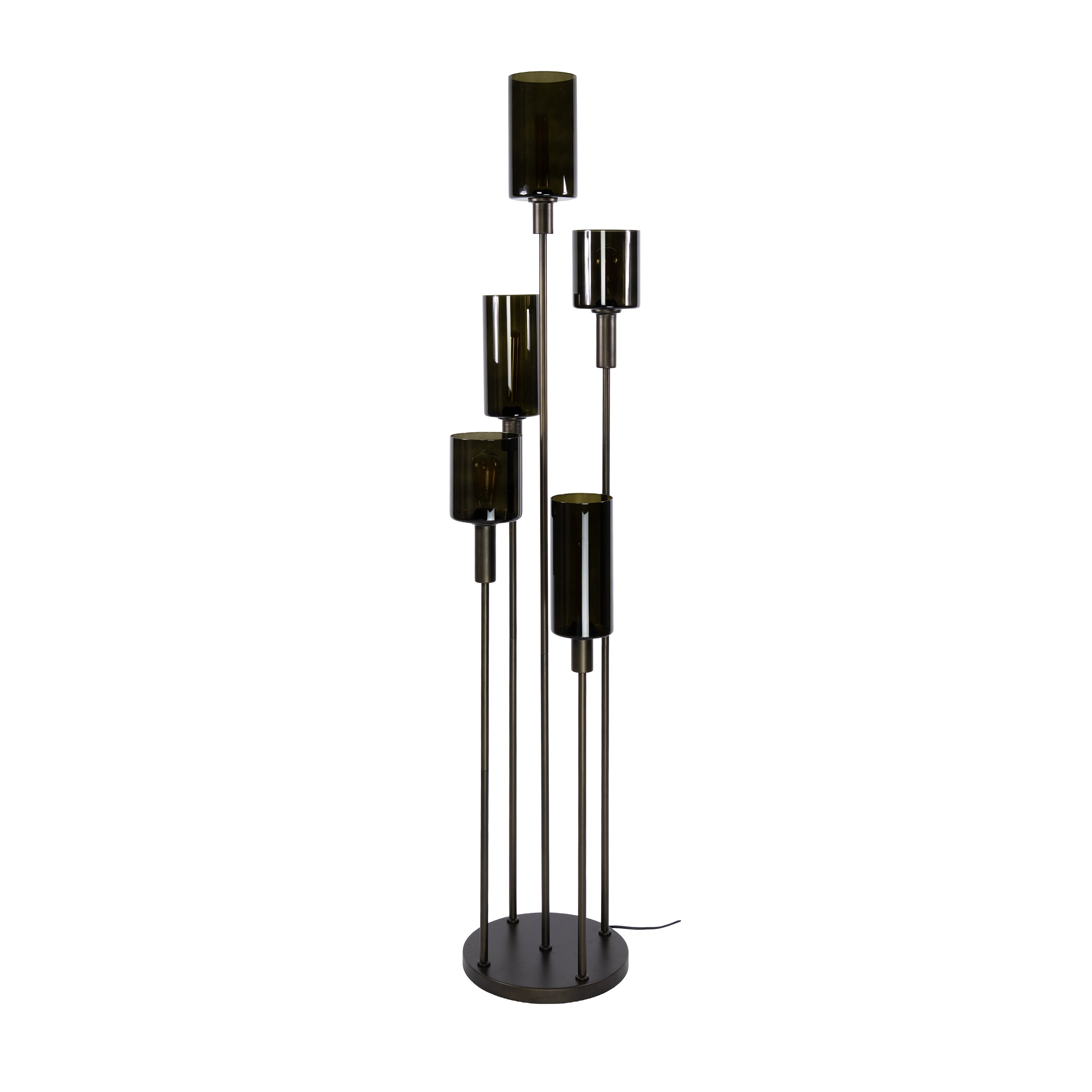 Vloerlamp Lucaro - 5-lichts - Brons - Glas