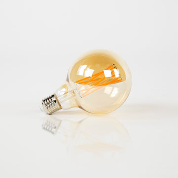 Lichtbron LED [G95] - Bol Ø9.5 - E27 6W 2100K 450LM - Dimbaar - Amberkleurig Glas
