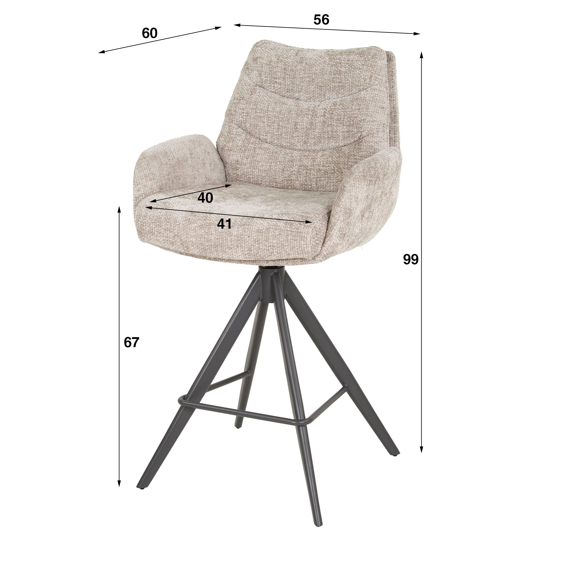 Barstoel Gusto Beige Renegade Stof Draaibaar Afmetingen Meubelista
