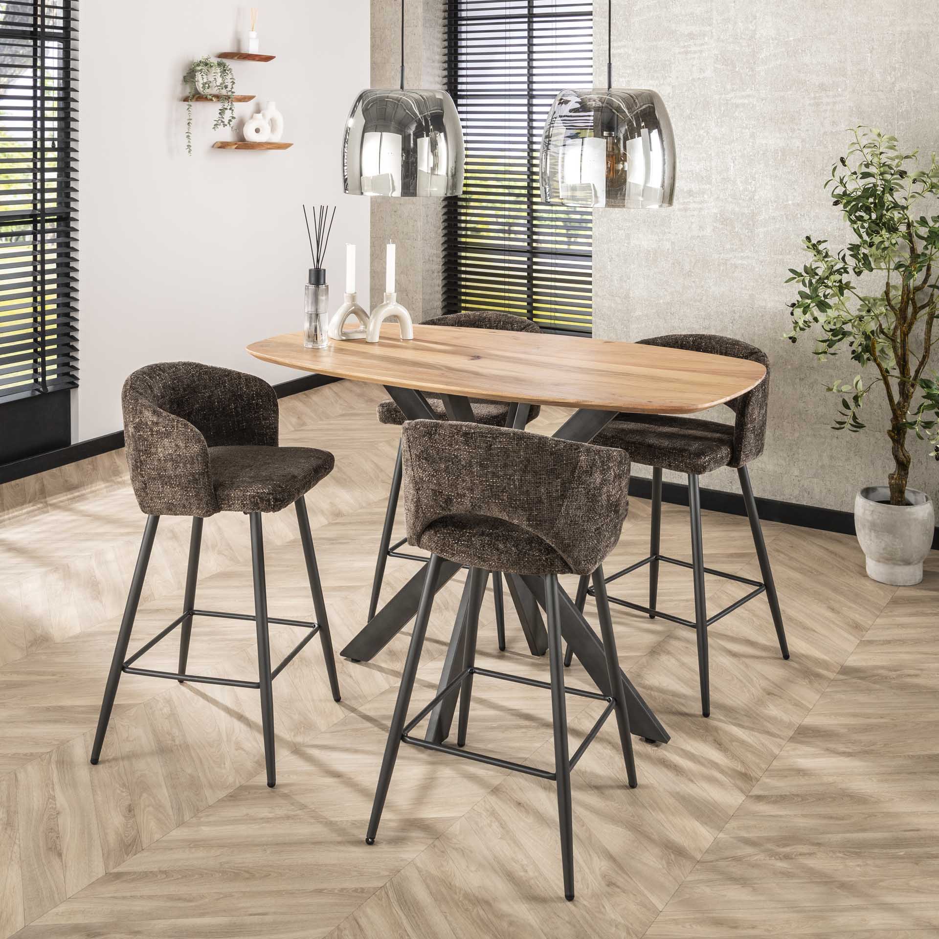 Barstoel Sydney Bruin Renegade Stof Meubelista Eetkamer