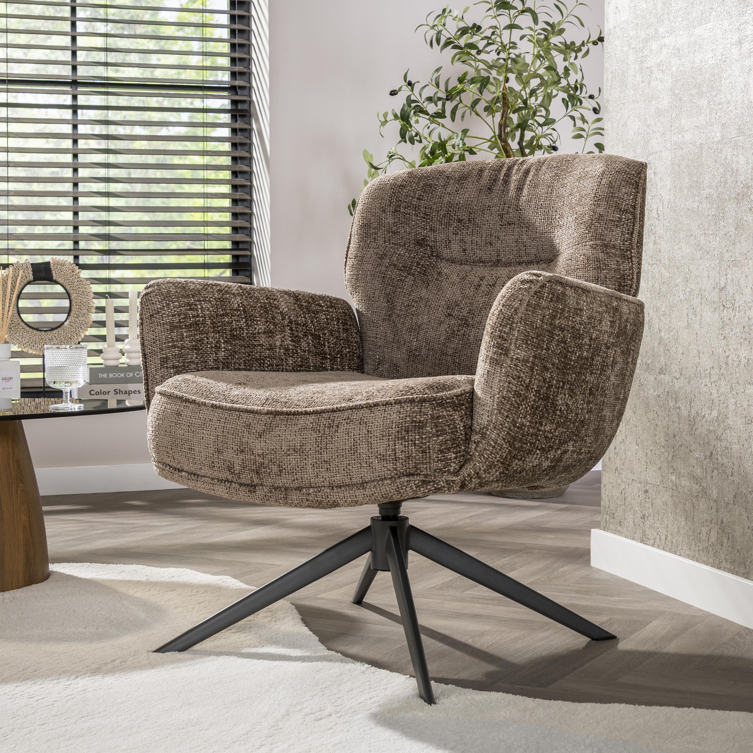 Draaifauteuil Theodore Champagne Renegade Stof Pocketvering Meubelista