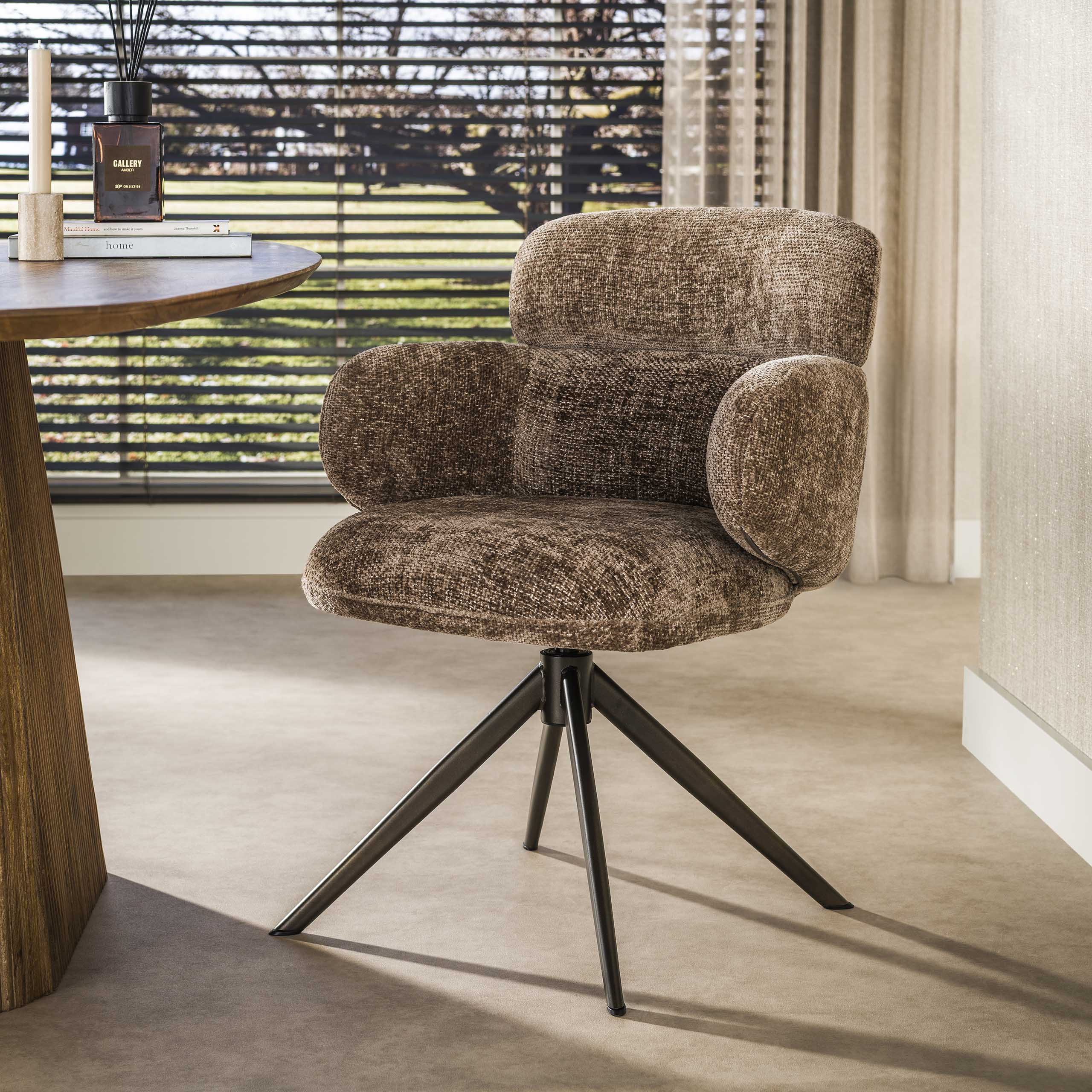 Eetkamerstoel Misano Champagne Renegade Stof Draaibaar Meubelista