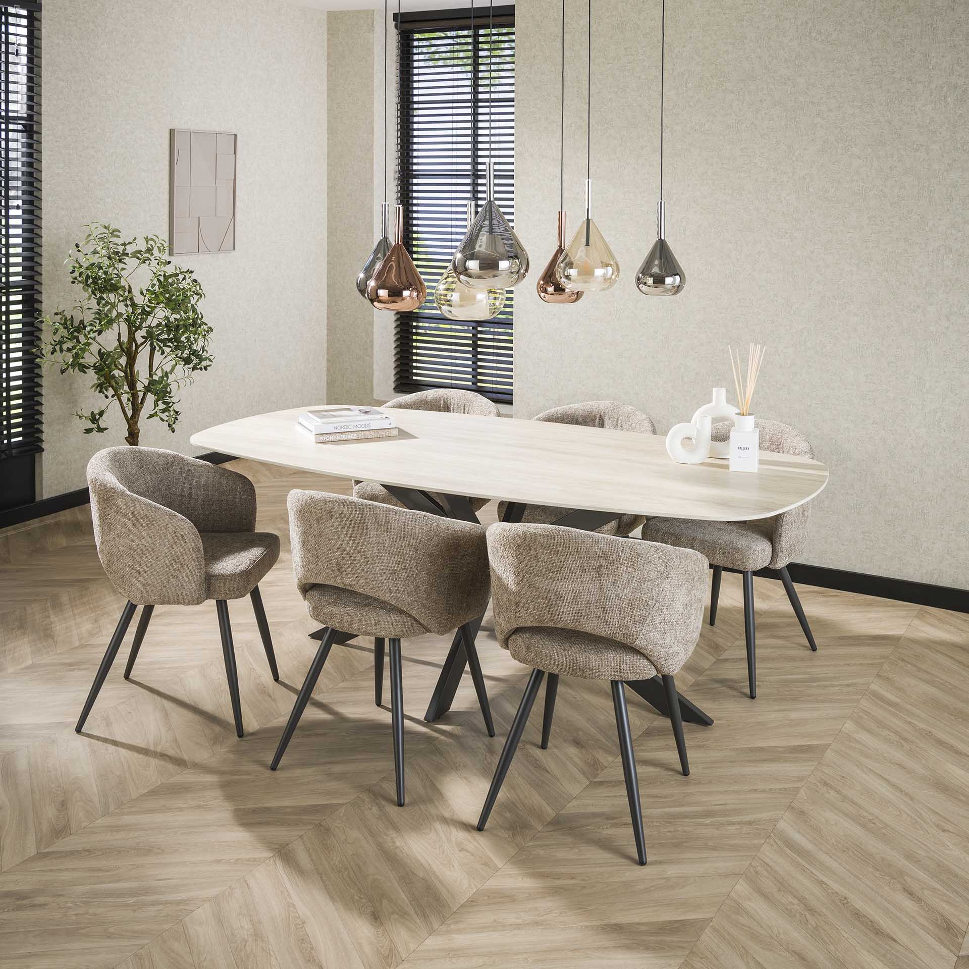 Eetkamerstoel Sydney Beige Renegade Stof Meubelista Eetruimte