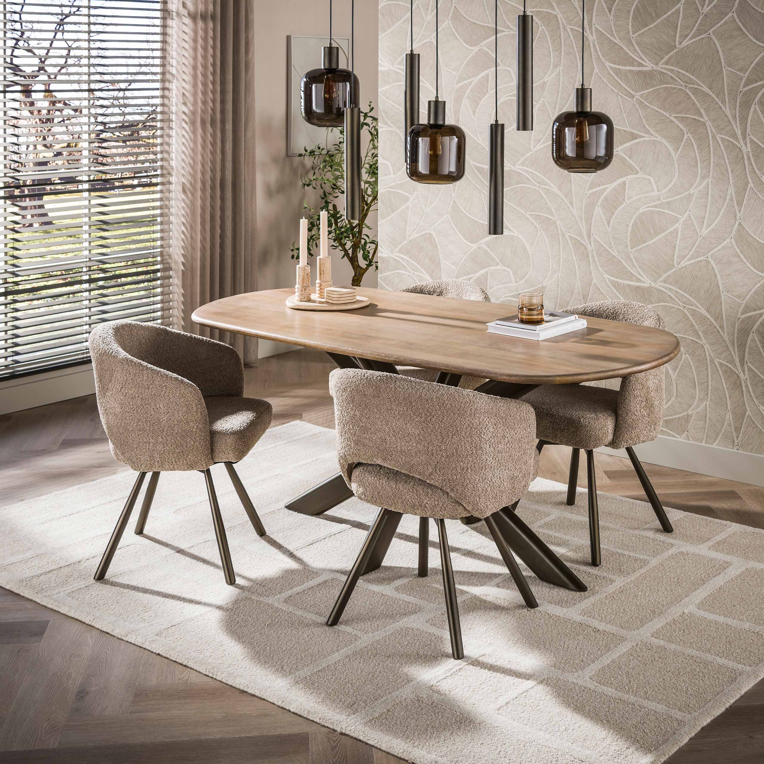 Eettafel Cavaro Bruin Mangohout 180 cm Deens Ovaal Meubelista