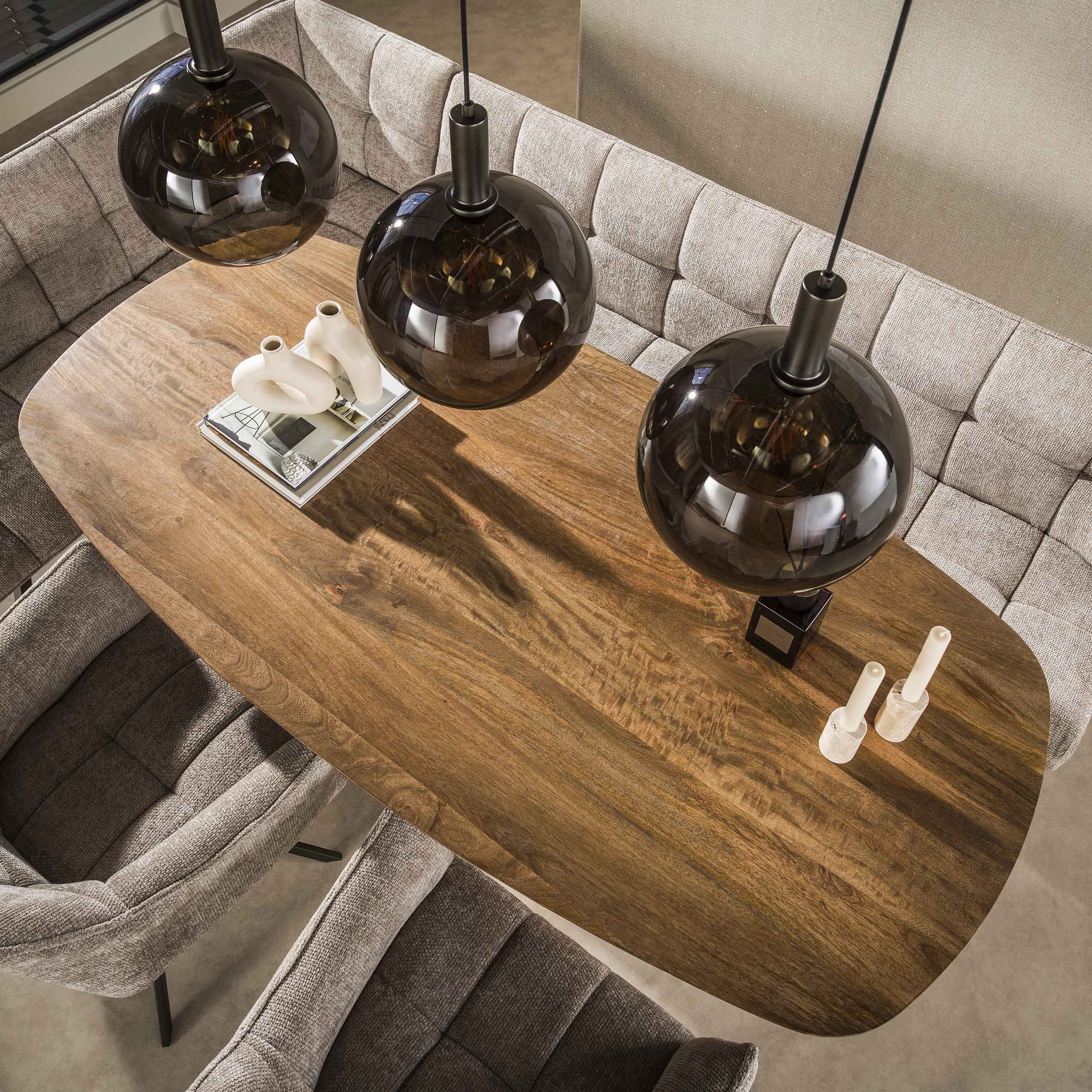 Eettafel Harmony Deens Ovaal Mangohout 180 cm Tafelblad Meubelista